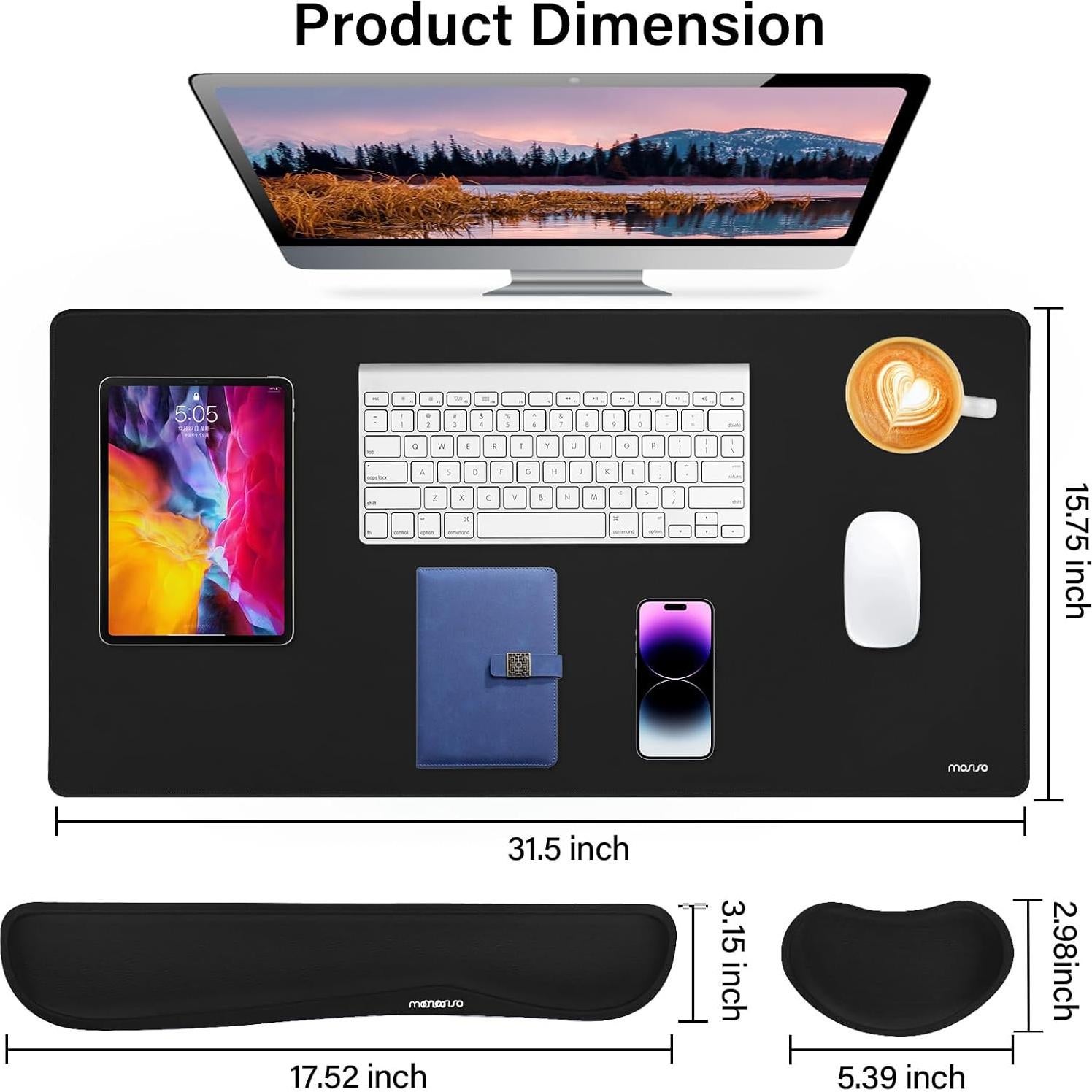 Conjunto Alfombrilla Teclado y Ratón MOSISO Ergonómico Negro