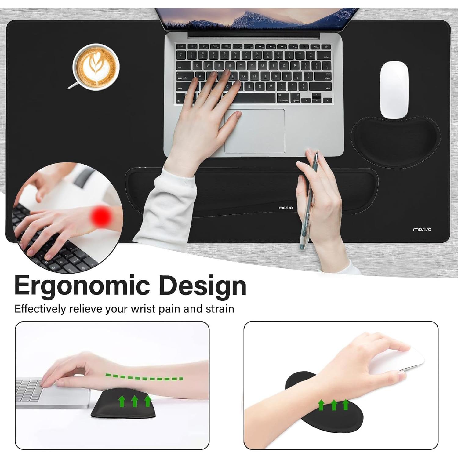 Conjunto Alfombrilla Teclado y Ratón MOSISO Ergonómico Negro