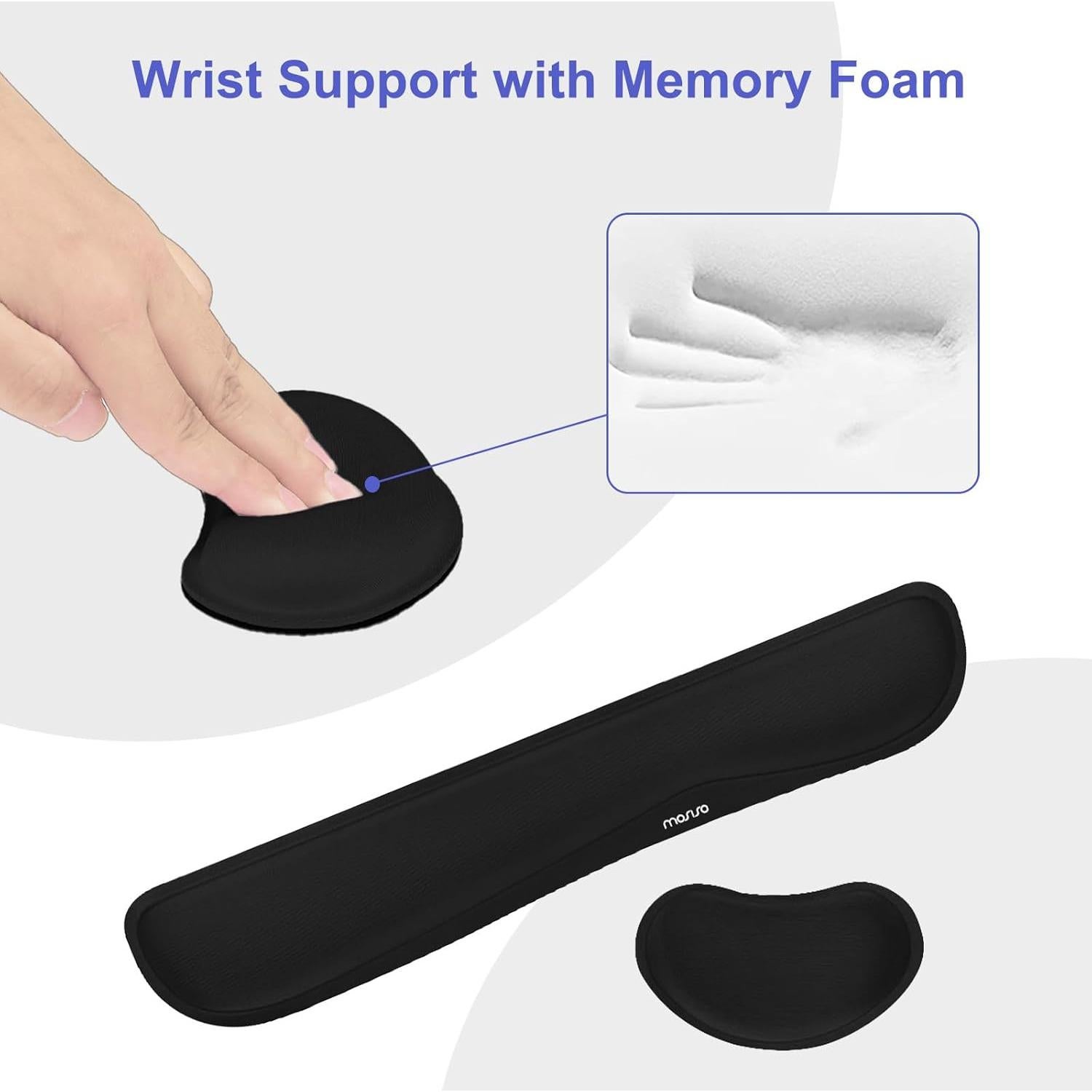 Conjunto Alfombrilla Teclado y Ratón MOSISO Ergonómico Negro