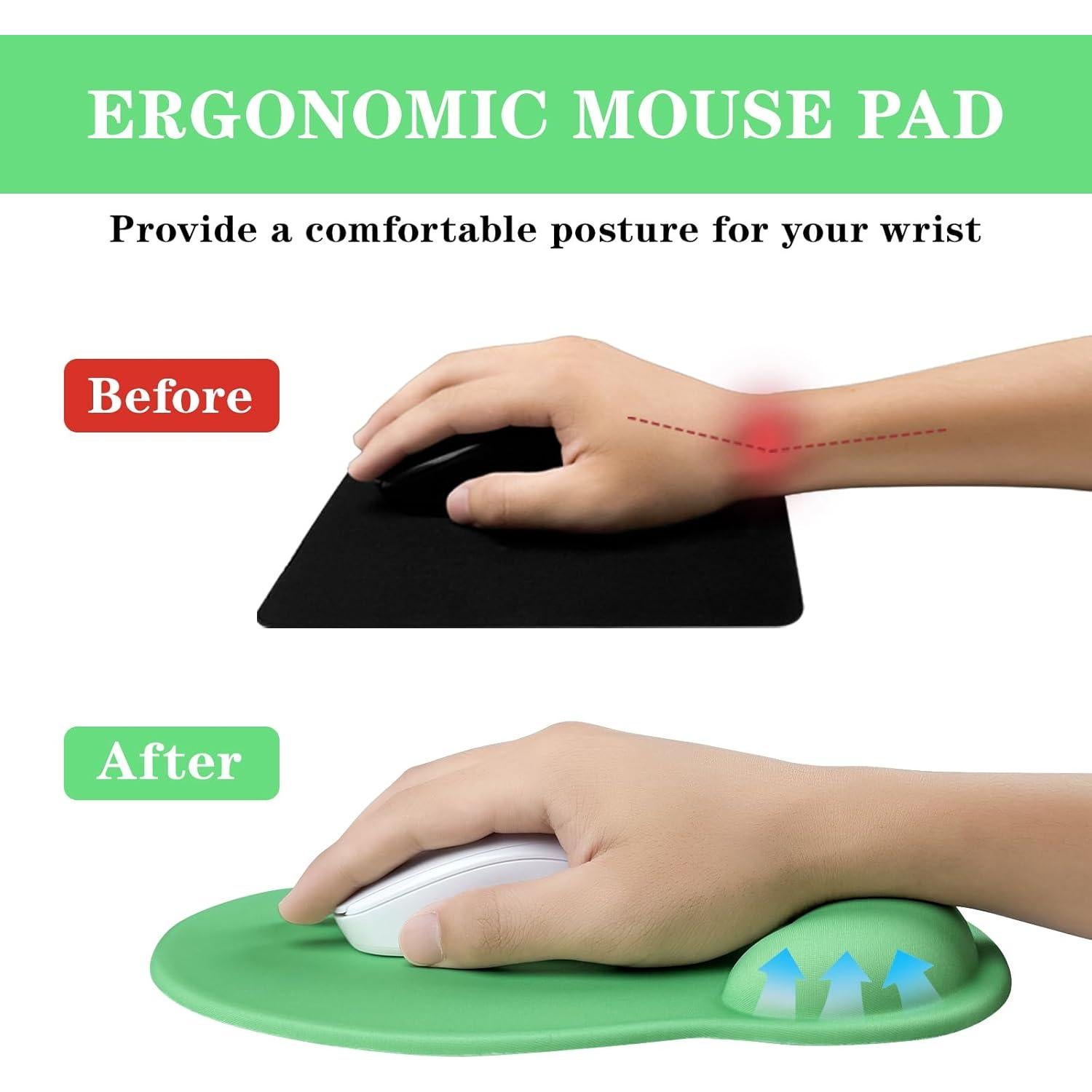 Almohadilla para Mouse Ergonómica KEPUTAIER Verde con Reposamuñecas