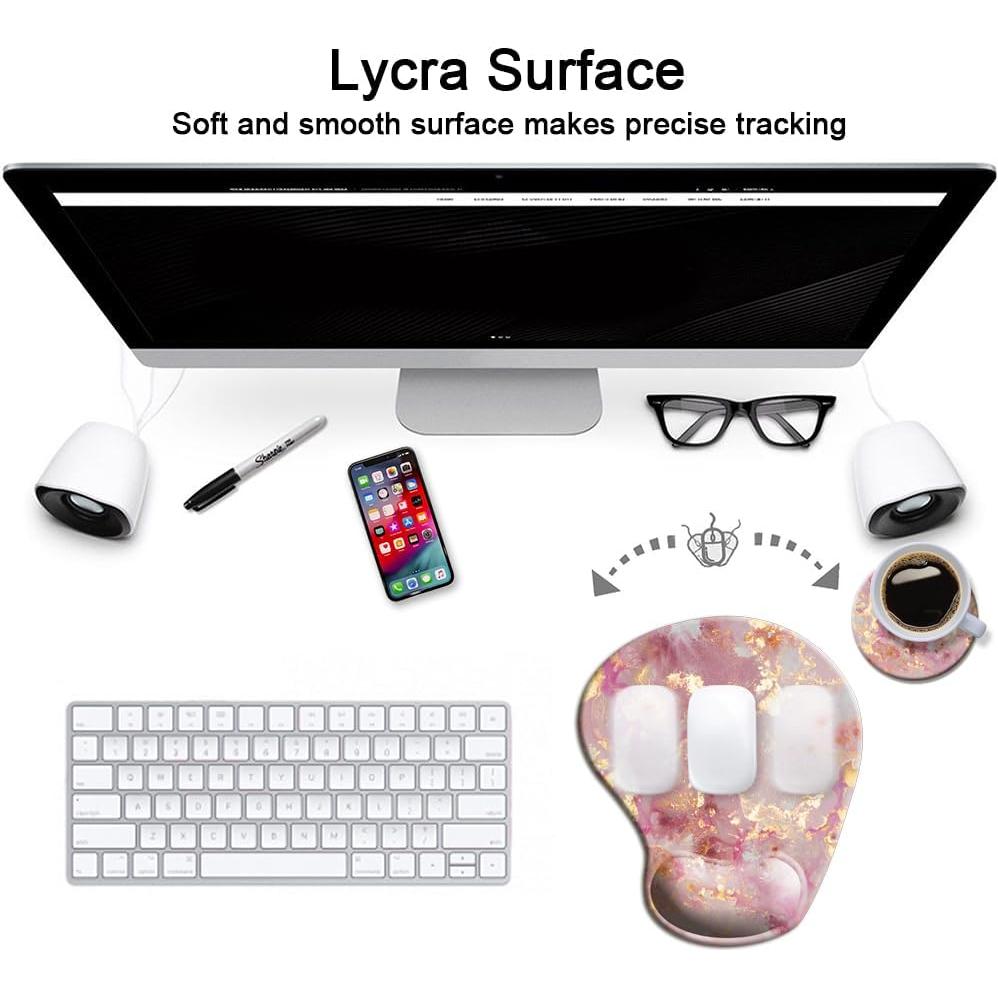 Almohadilla de Ratón Ergonómica HOPONY Mármol Rosa 23,88x21,08 cm