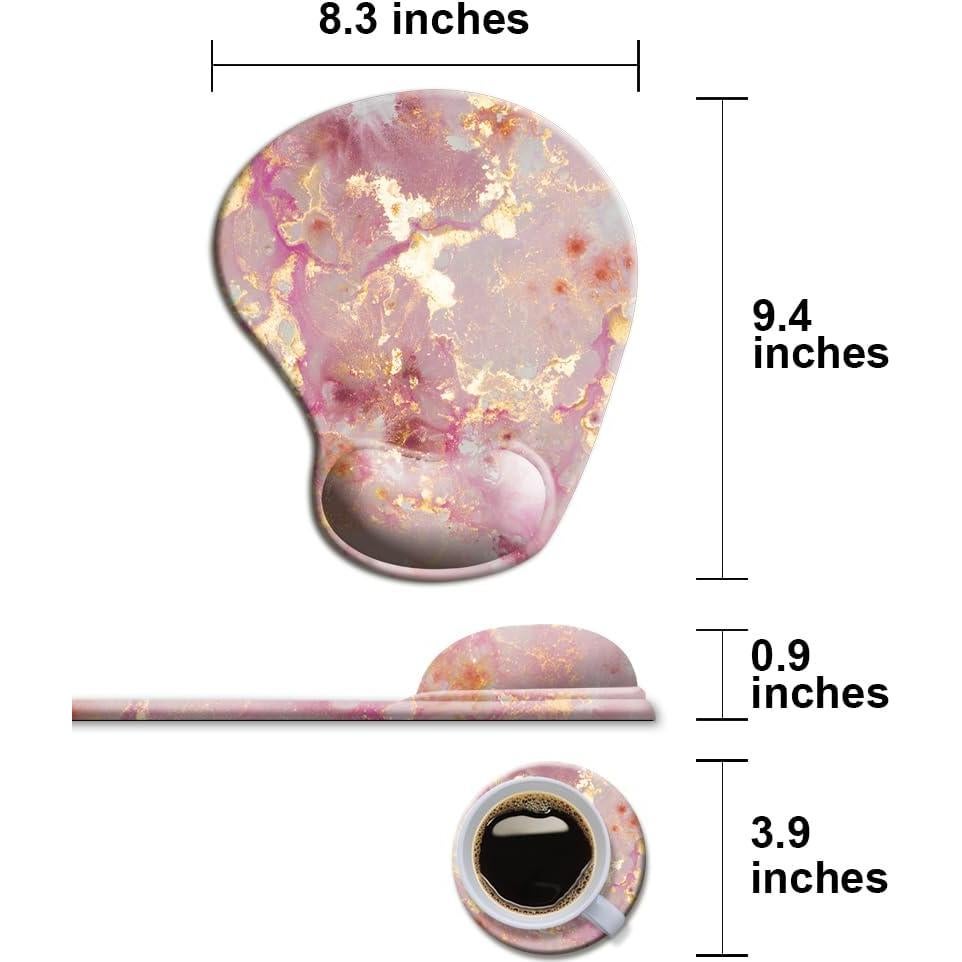 Almohadilla de Ratón Ergonómica HOPONY Mármol Rosa 23,88x21,08 cm