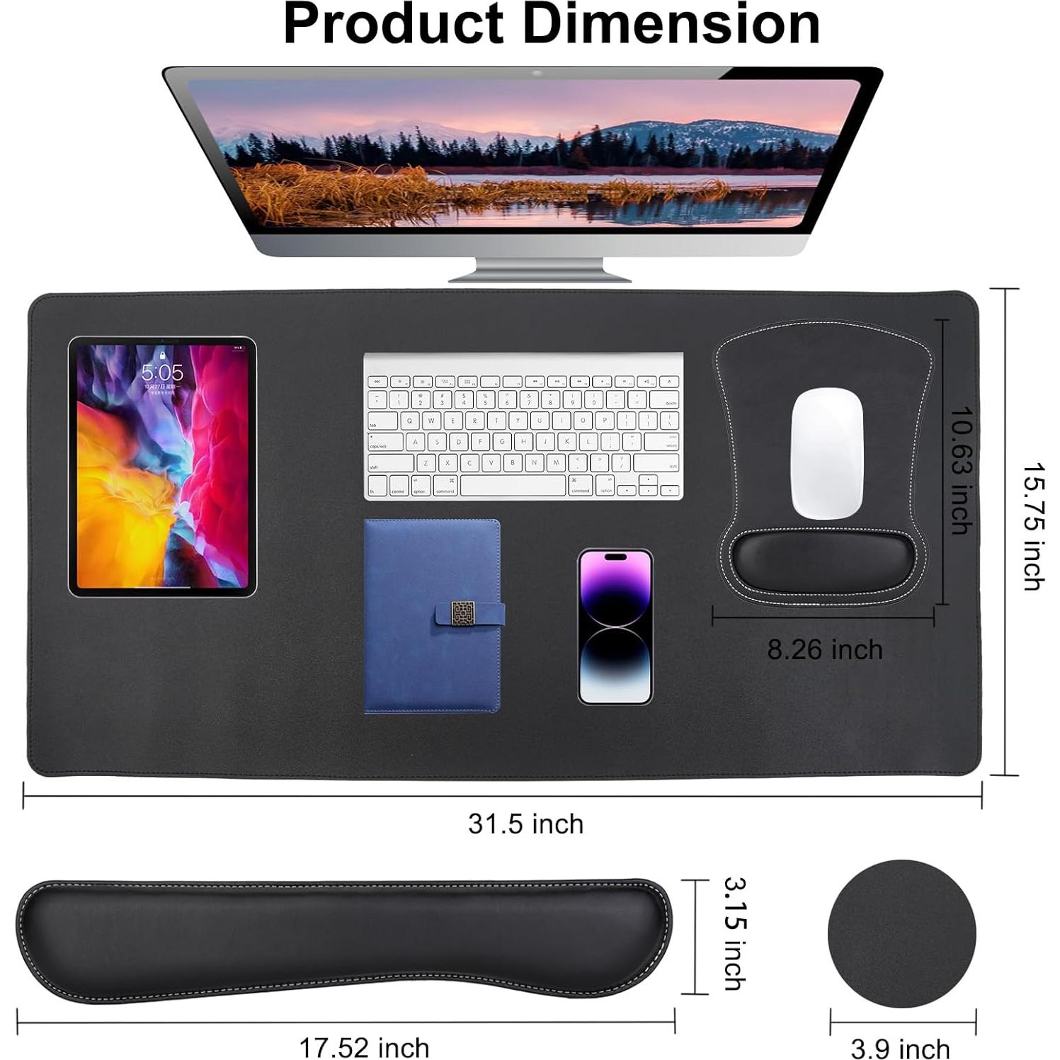 Conjunto Alfombrilla Teclado y Ratón MOSISO Negro Ergonómico