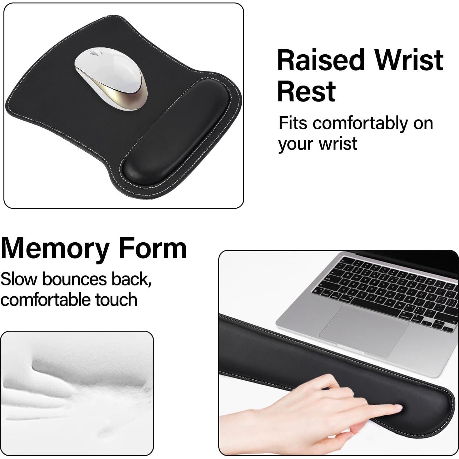 Conjunto Alfombrilla Teclado y Ratón MOSISO Negro Ergonómico