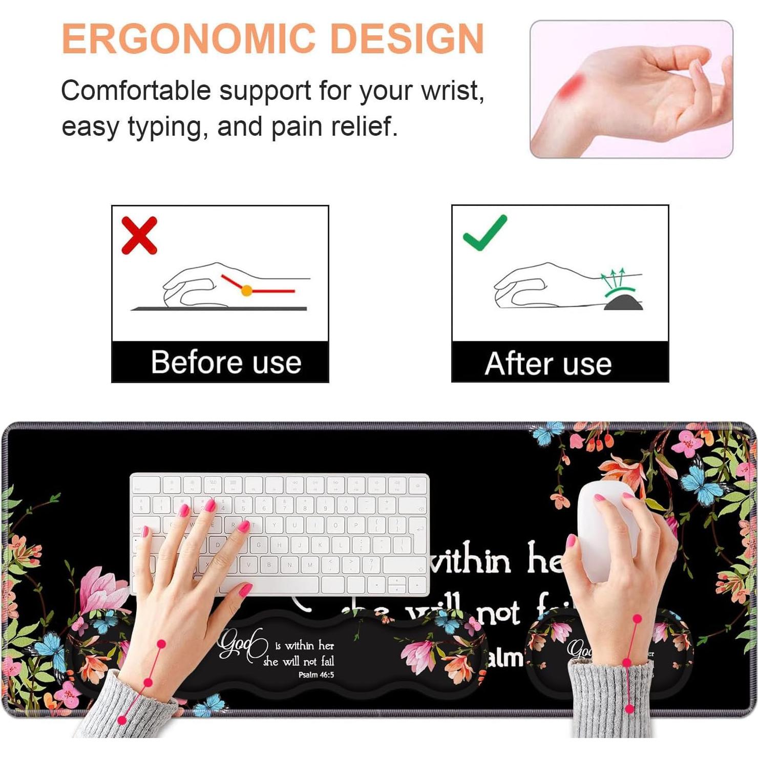 Juego de Reposamuñecas y Alfombrilla WEUIUJKILO Floral