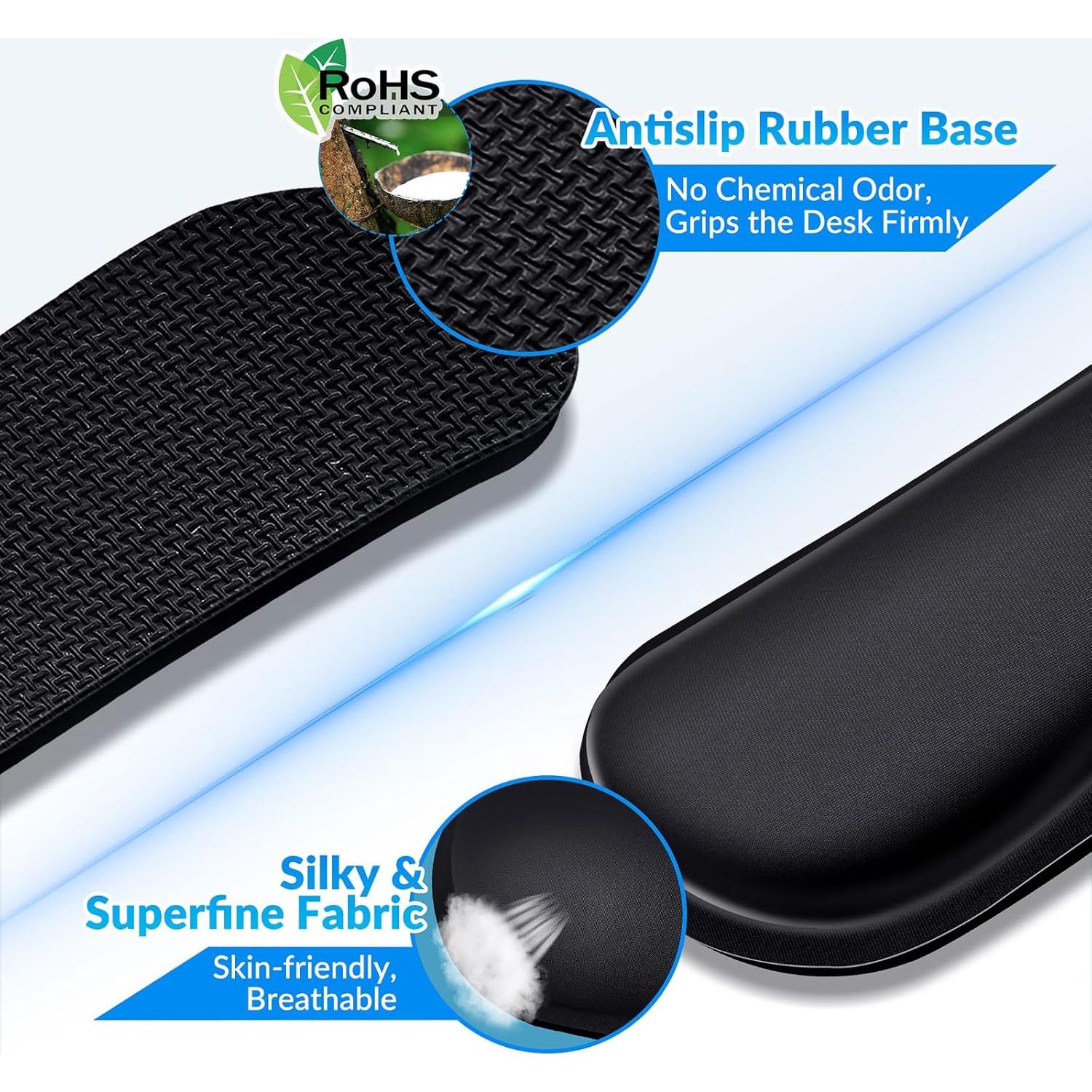 Reposamuñecas Ergonómico Gimars 17.3'' Espuma Memoria Negro