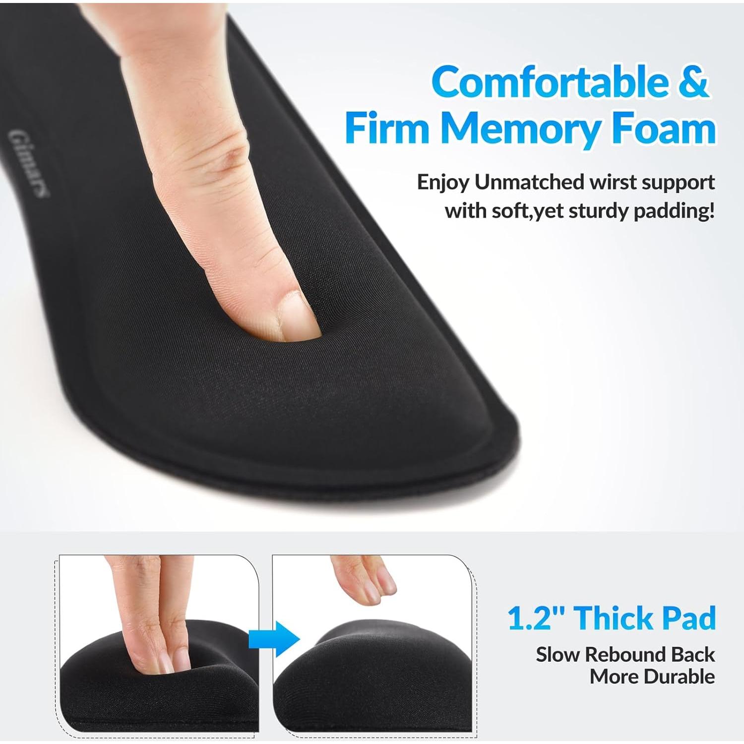 Reposamuñecas Ergonómico Gimars 17.3'' Espuma Memoria Negro