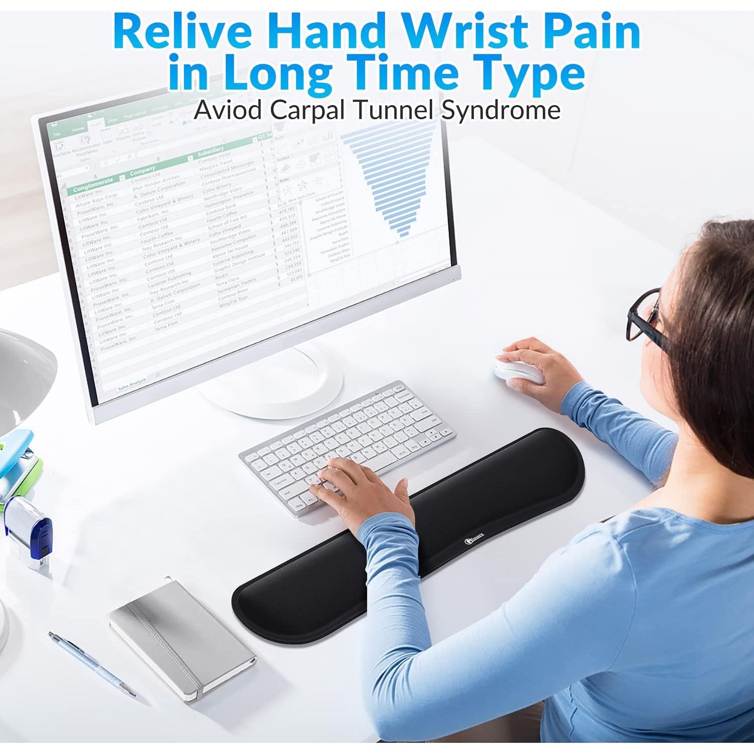 Reposamuñecas Ergonómico Gimars 17.3'' Espuma Memoria Negro