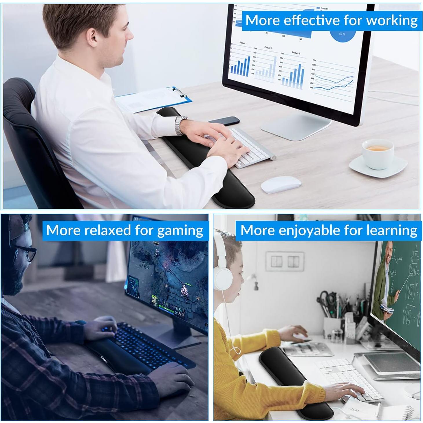 Reposamuñecas Ergonómico Gimars 17.3'' Espuma Memoria Negro