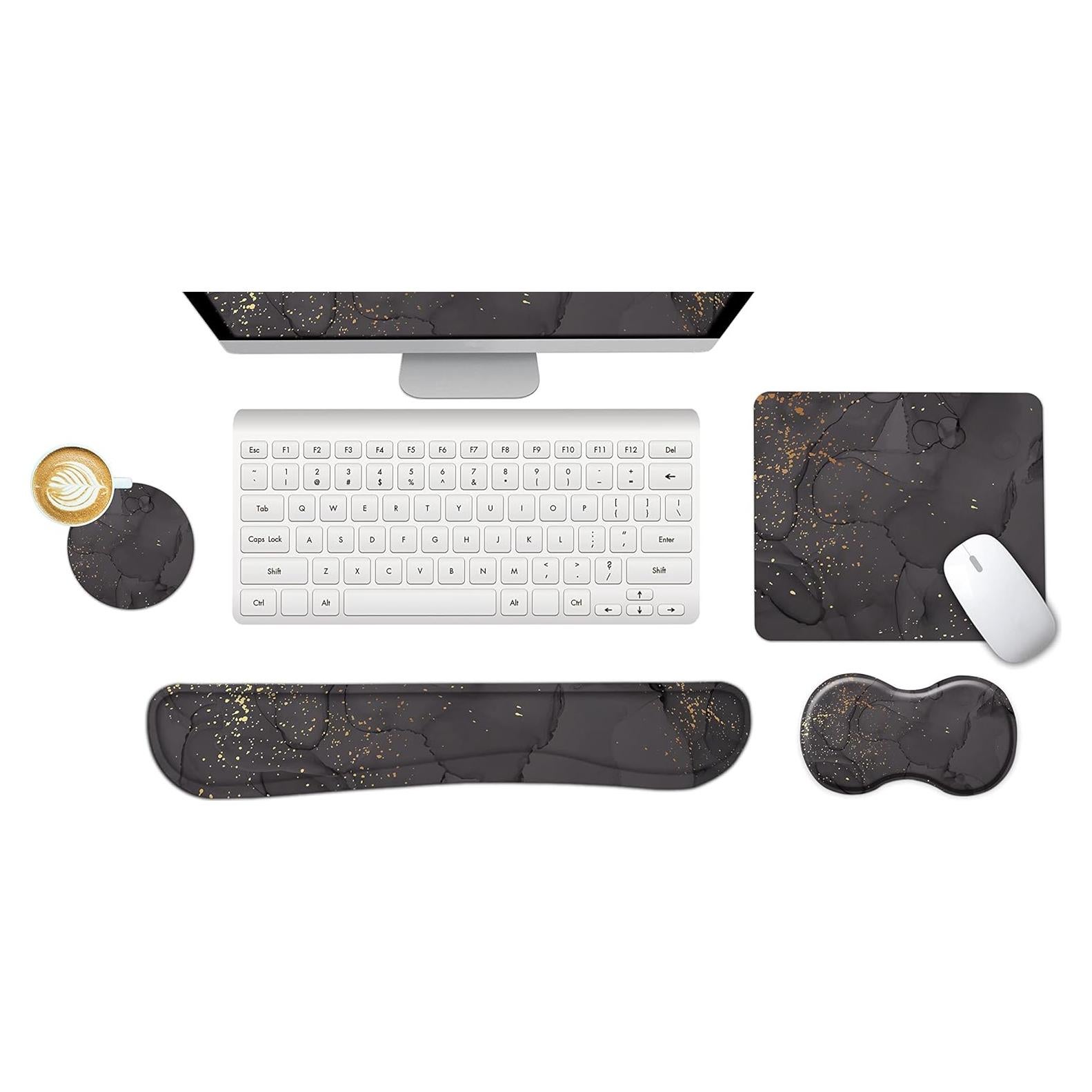 Reposamuñecas Ergonómico ArtSo 4 en 1 Mármol Negro Gris