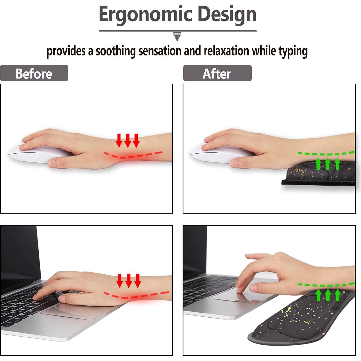 Reposamuñecas Ergonómico ArtSo 4 en 1 Mármol Negro Gris