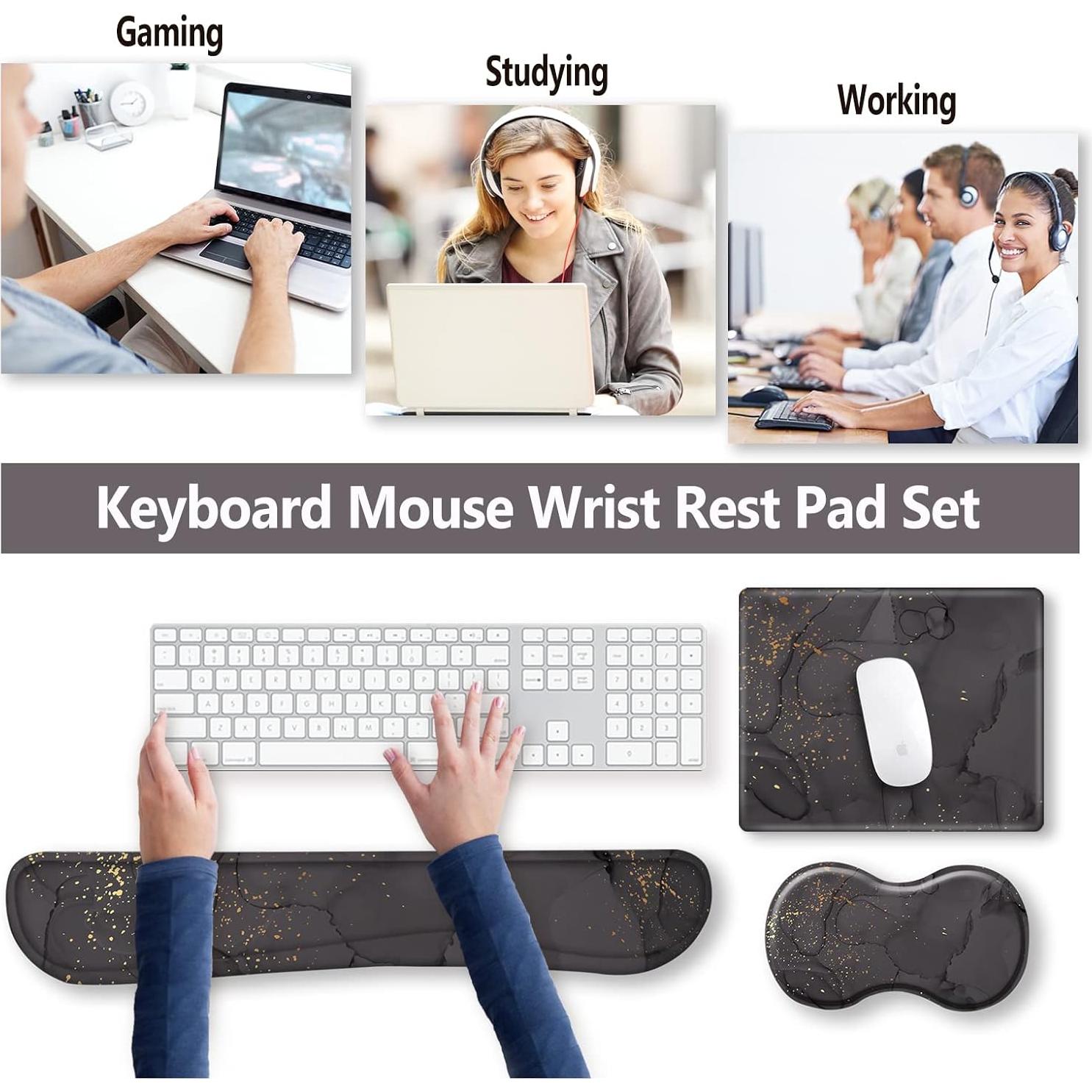 Reposamuñecas Ergonómico ArtSo 4 en 1 Mármol Negro Gris