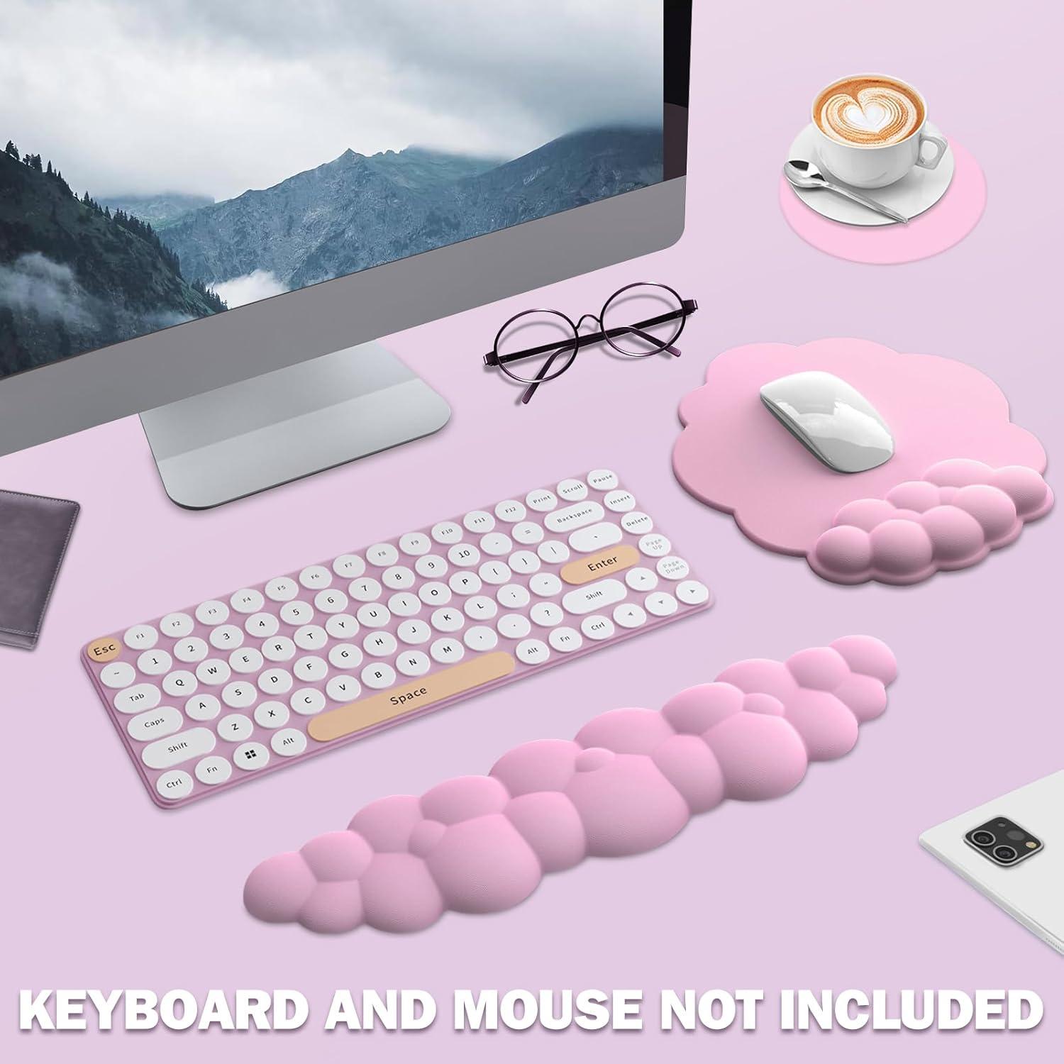 Alfombrilla de Ratón y Reposamuñecas Ergonómico Lauspuck Rosa