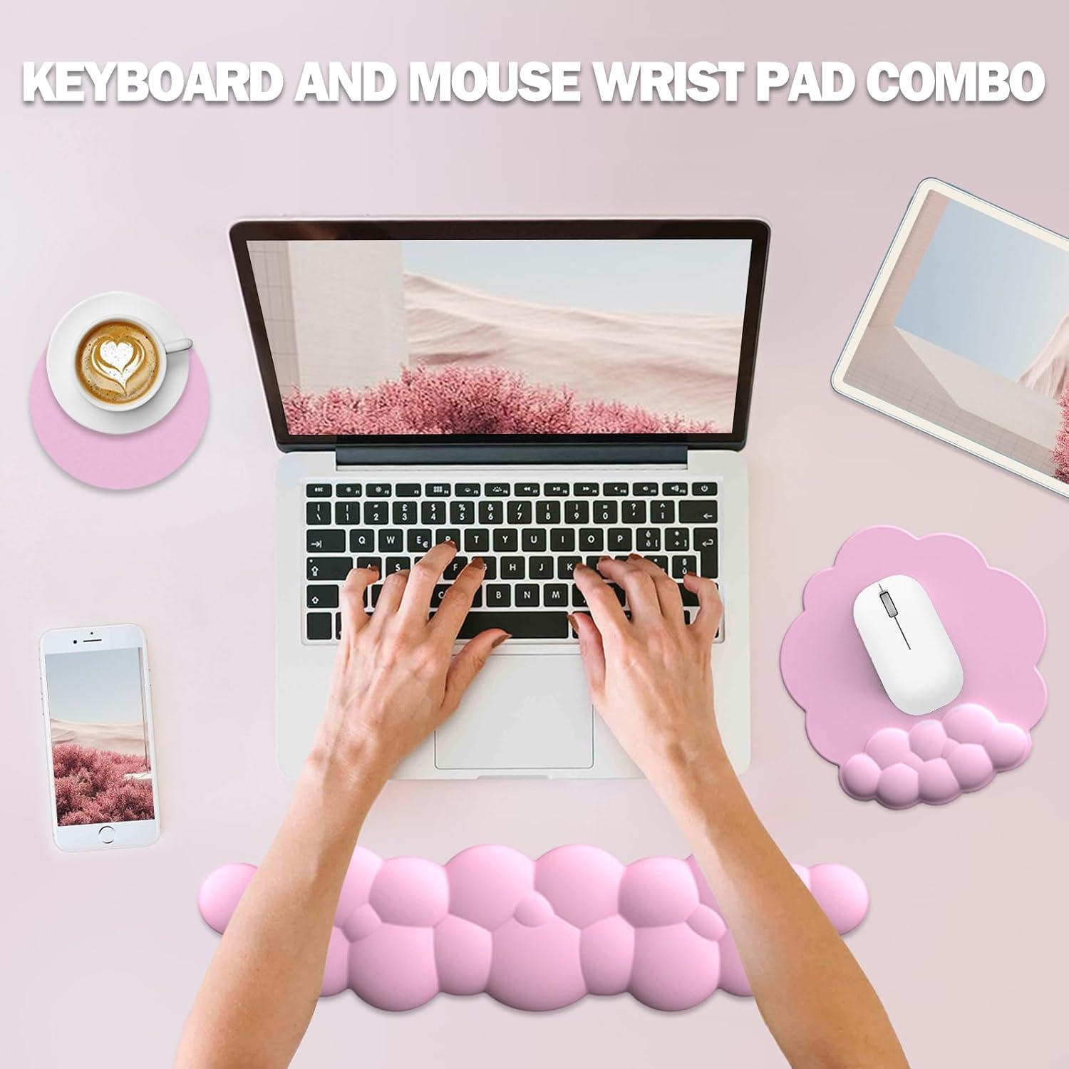 Alfombrilla de Ratón y Reposamuñecas Ergonómico Lauspuck Rosa