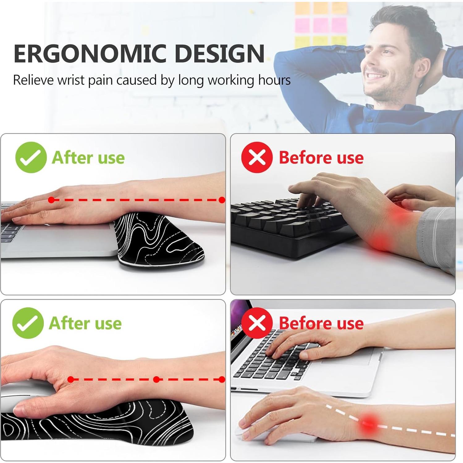 Conjunto Reposamuñecas Ergonómico AIMSA Negro 3 en 1