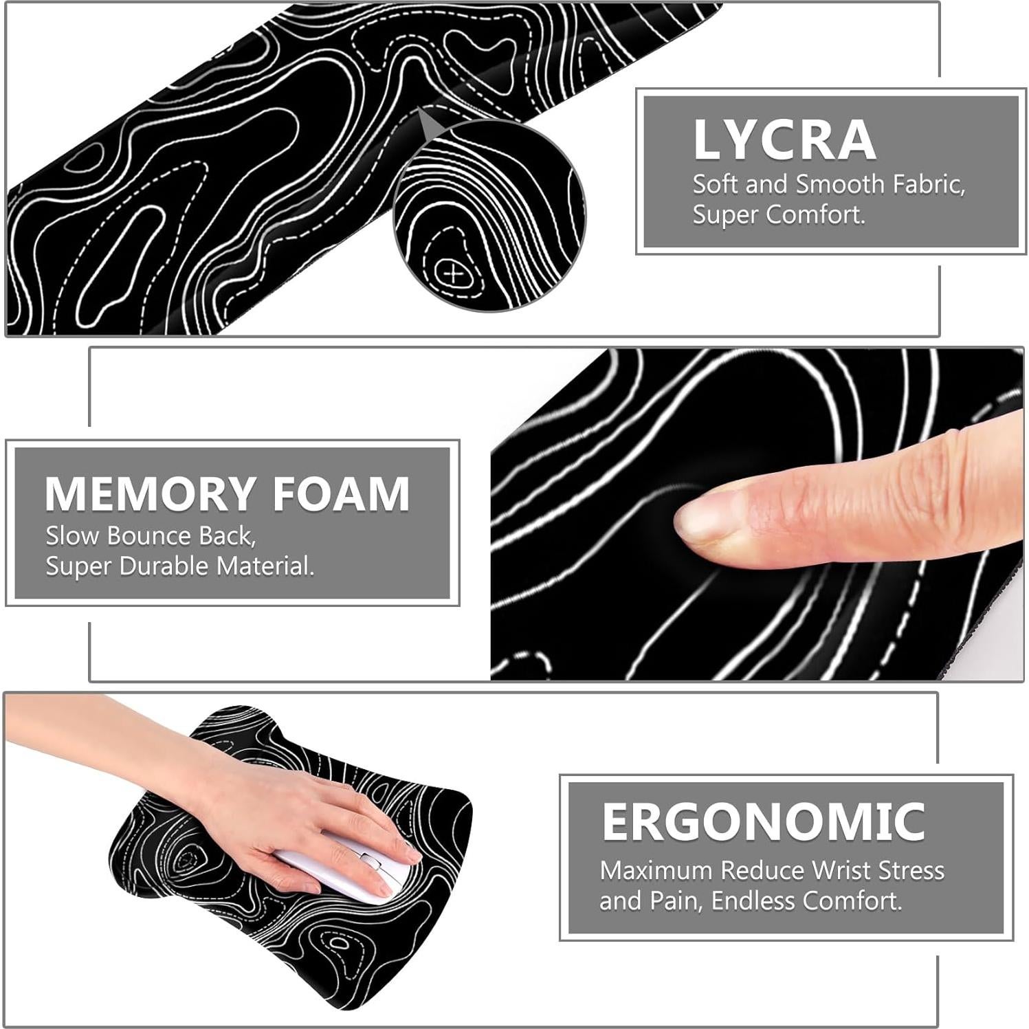 Conjunto Reposamuñecas Ergonómico AIMSA Negro 3 en 1