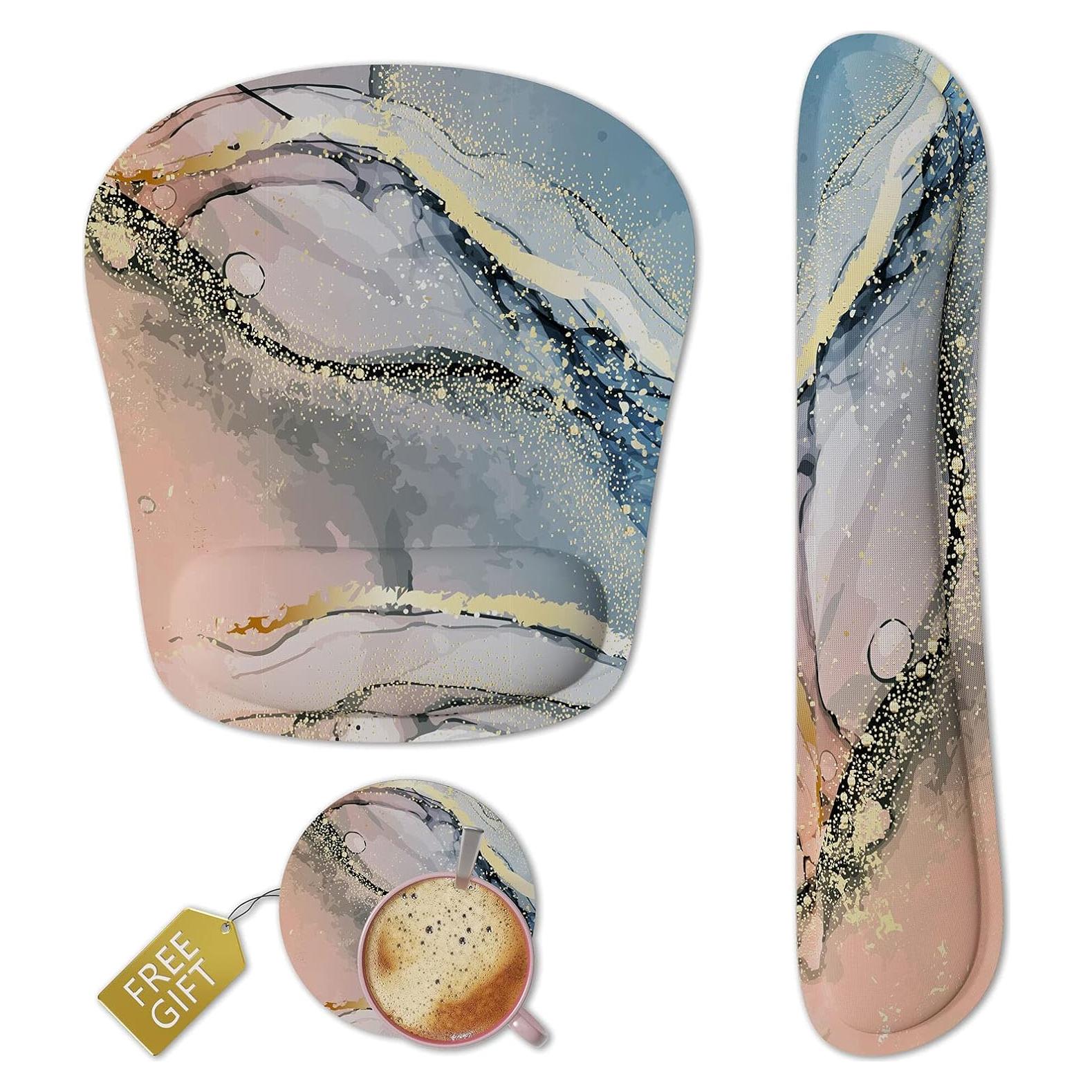 Reposamuñecas Ergonomico Regofine Mármol Rosa con Alfombrilla