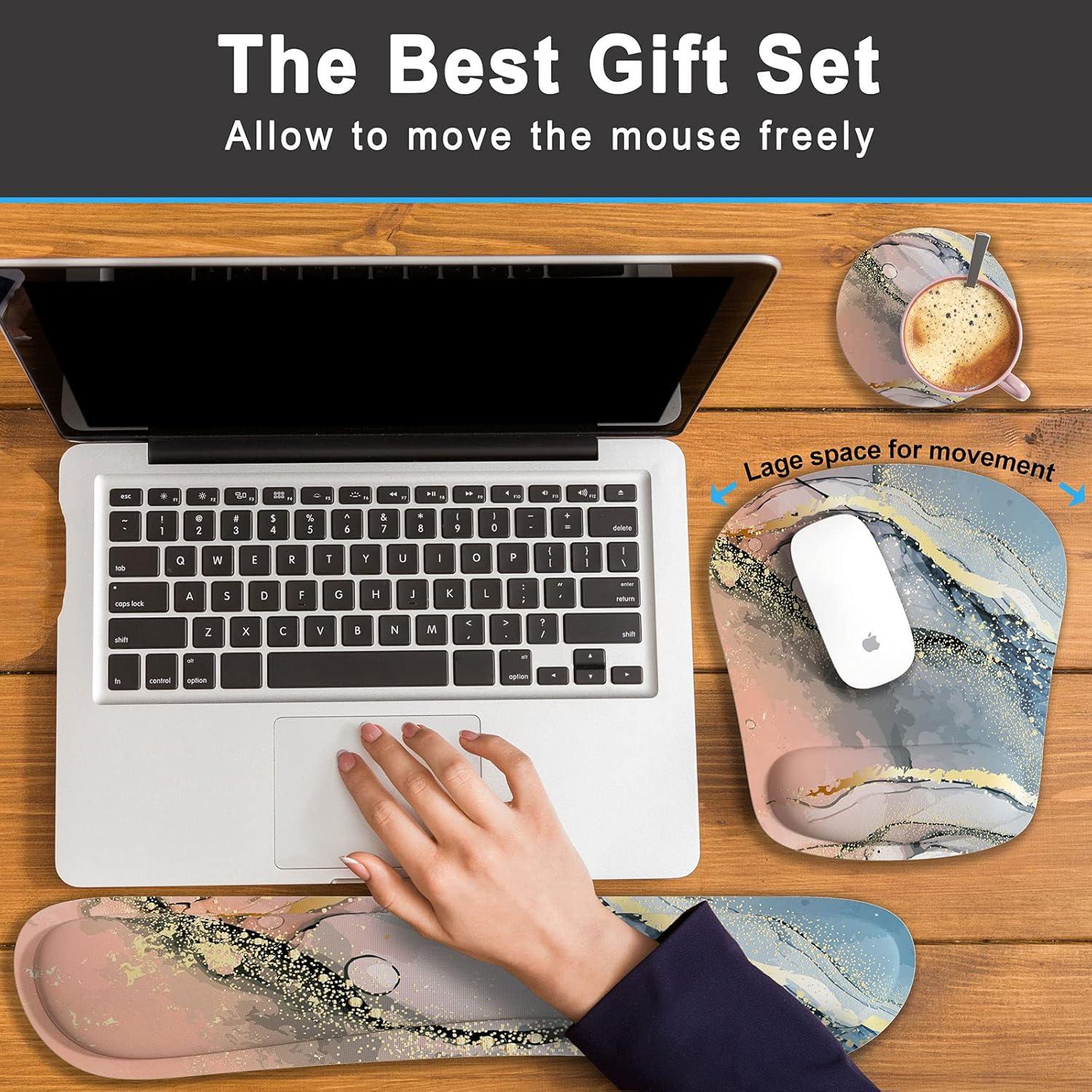 Reposamuñecas Ergonomico Regofine Mármol Rosa con Alfombrilla