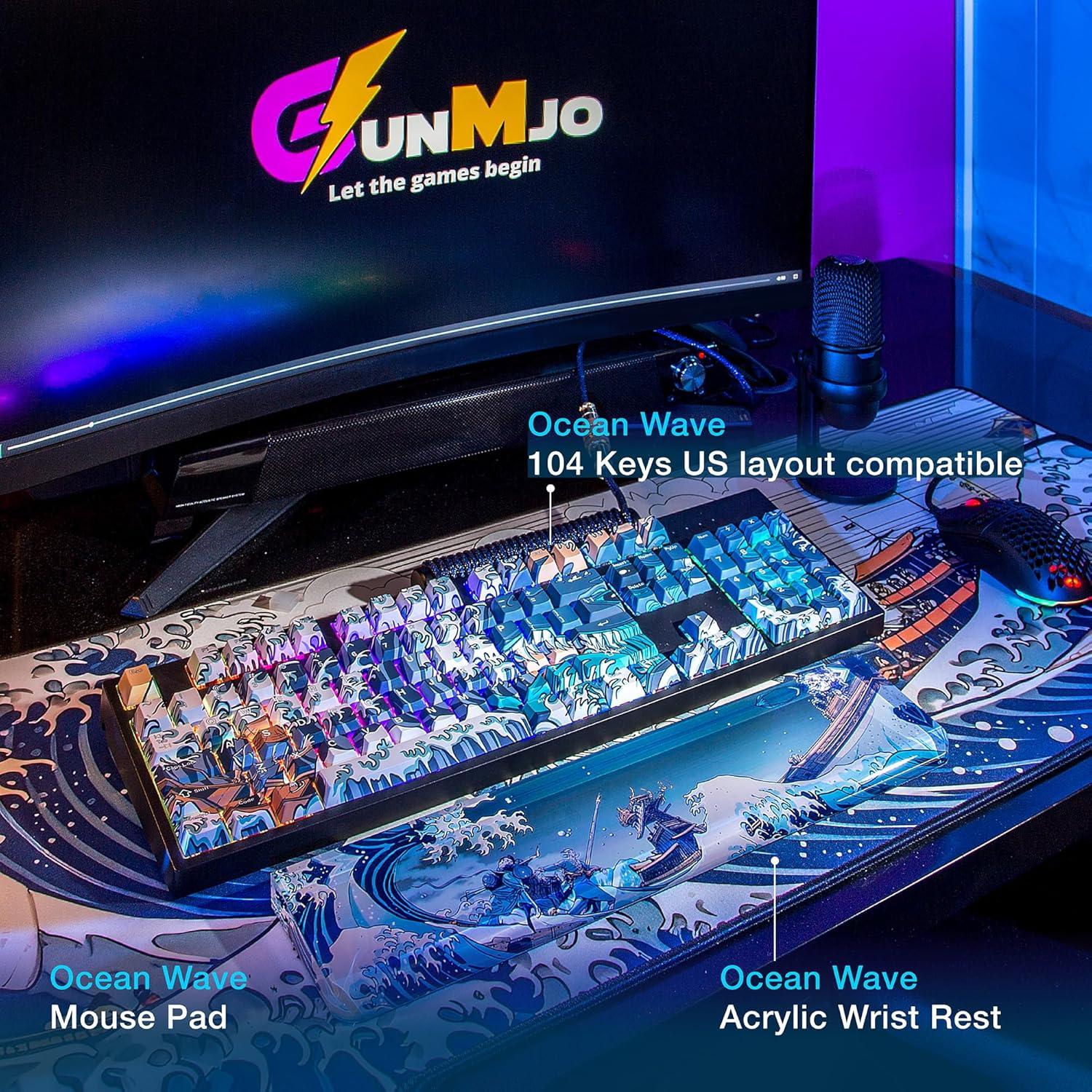 Reposamuñecas Ergonómico GunMjo Acrílico Olas Océano 35,88x8,51 cm