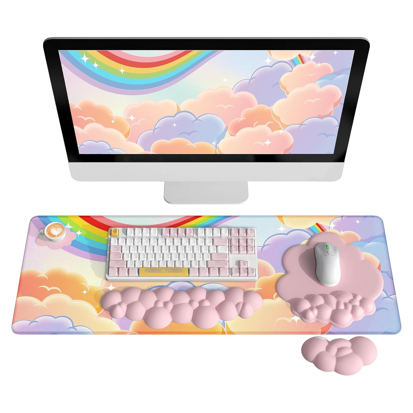 Alfombrilla de Juego Ergonómica MANBASNAKE 5 en 1 Rosa