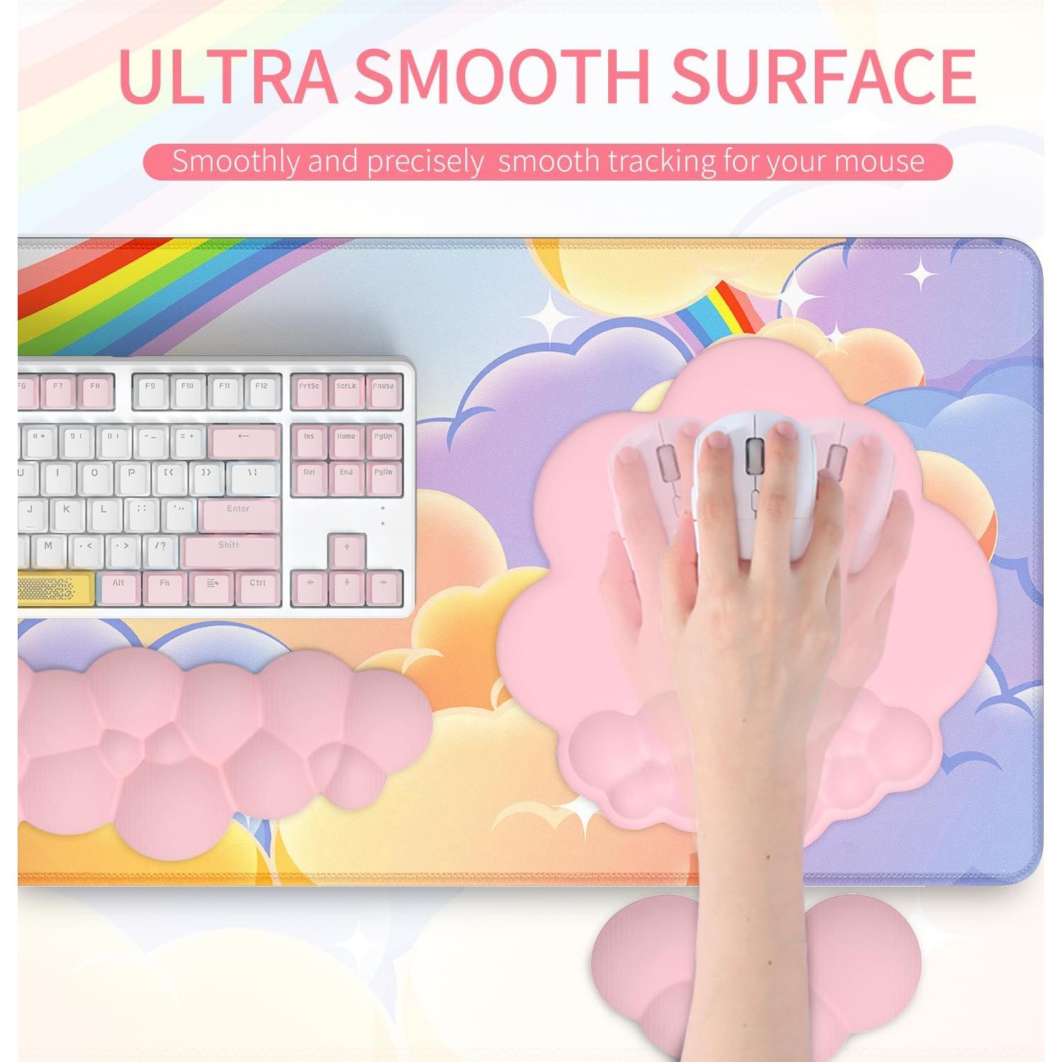 Alfombrilla de Juego Ergonómica MANBASNAKE 5 en 1 Rosa