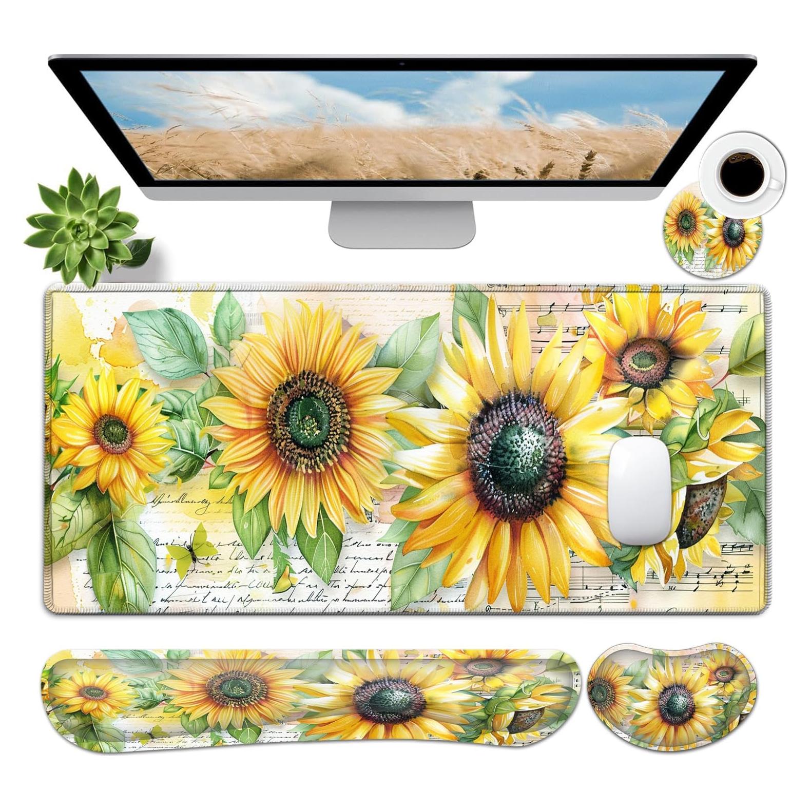 Conjunto Alfombrillas de Ratón Ergonómico JVGFYNKL Girasol