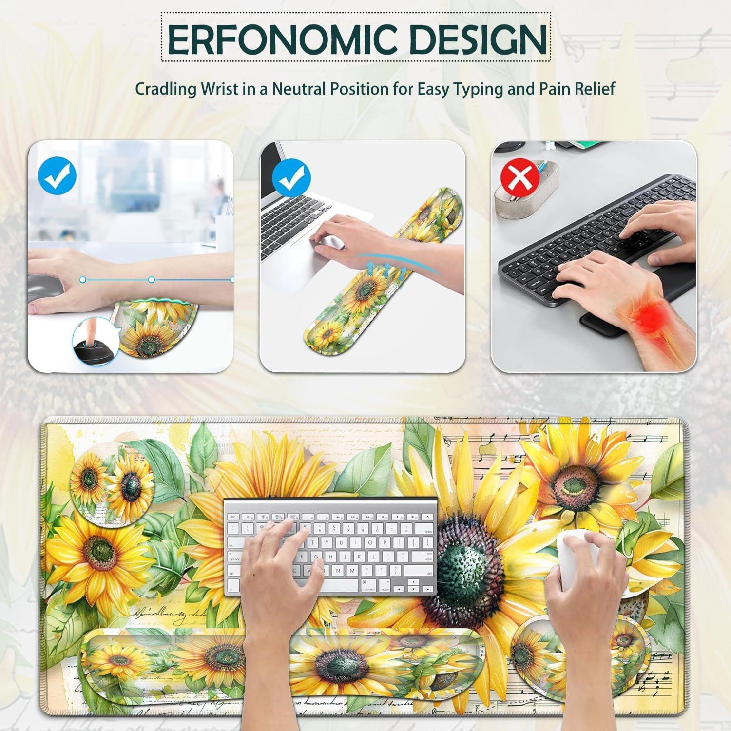 Conjunto Alfombrillas de Ratón Ergonómico JVGFYNKL Girasol