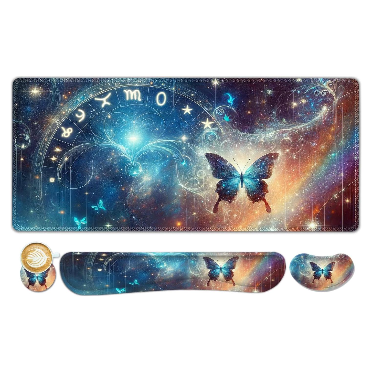 ToLuLu Set Alfombrilla de Ratón Ergonómica 4 en 1 Mariposa