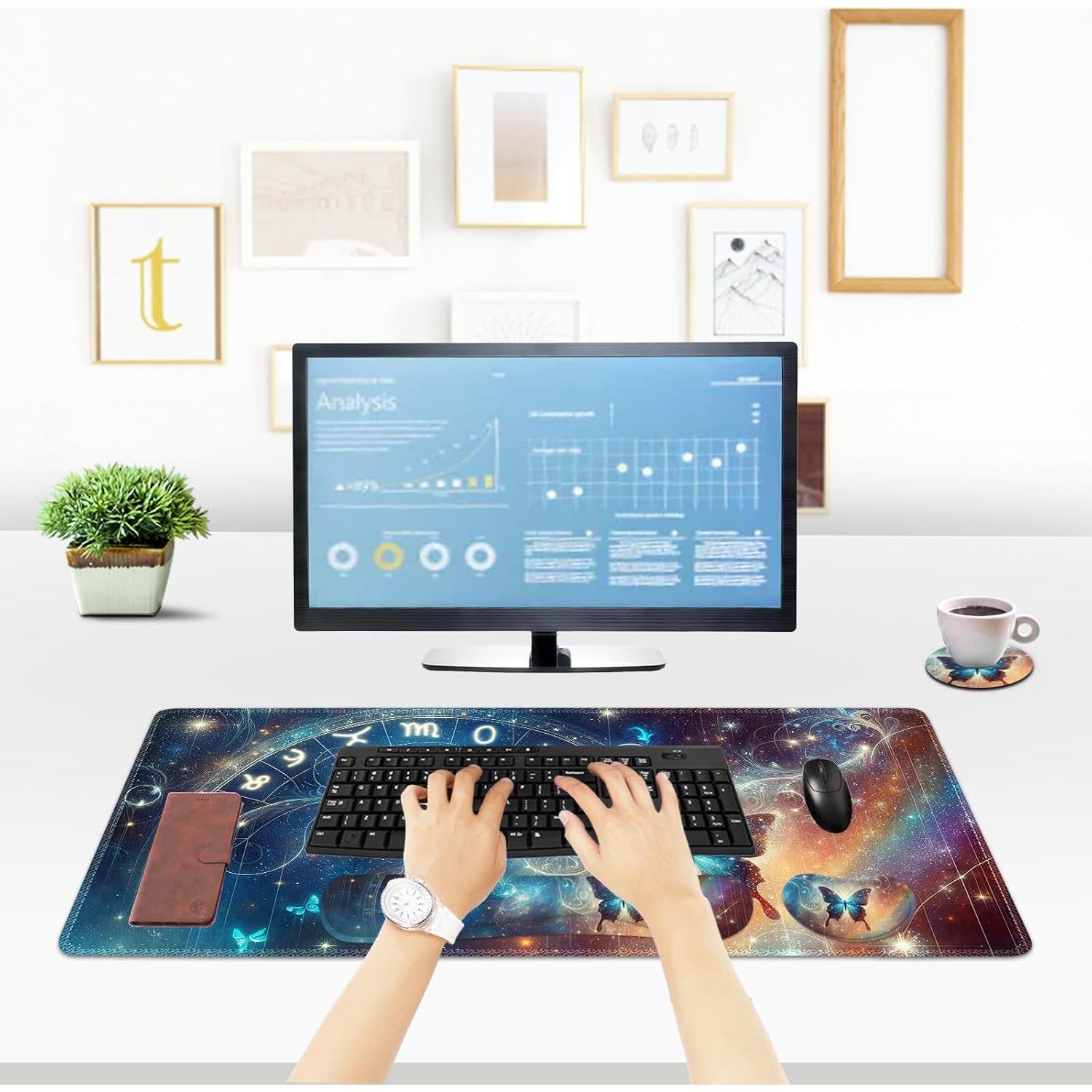 ToLuLu Set Alfombrilla de Ratón Ergonómica 4 en 1 Mariposa