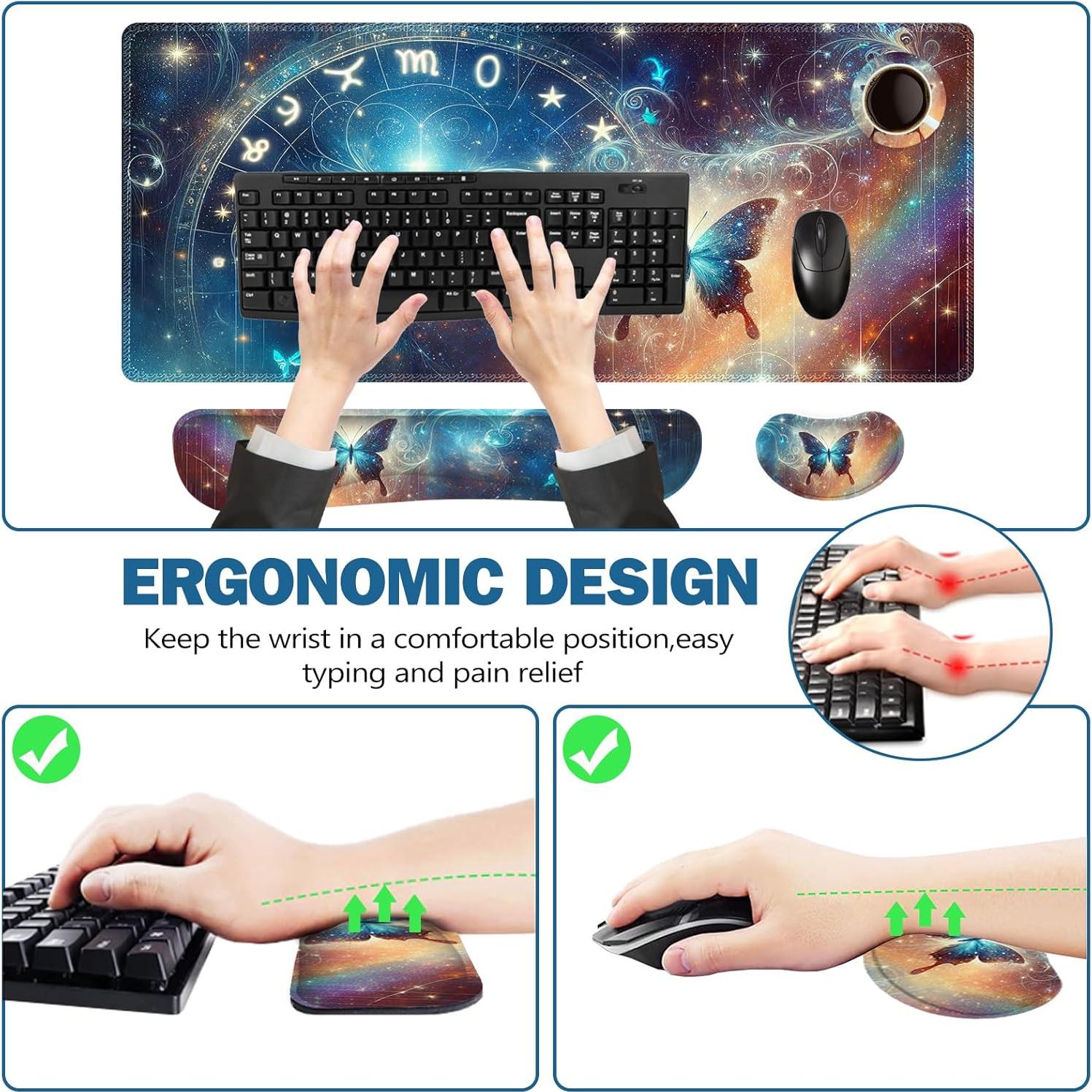 ToLuLu Set Alfombrilla de Ratón Ergonómica 4 en 1 Mariposa