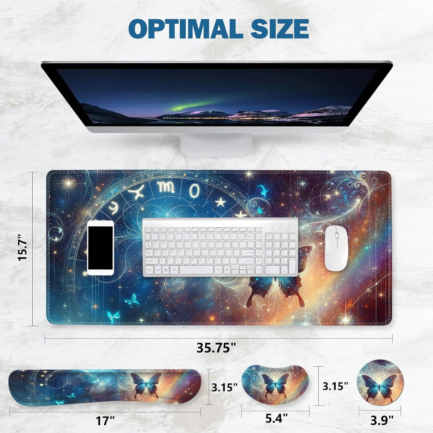 ToLuLu Set Alfombrilla de Ratón Ergonómica 4 en 1 Mariposa