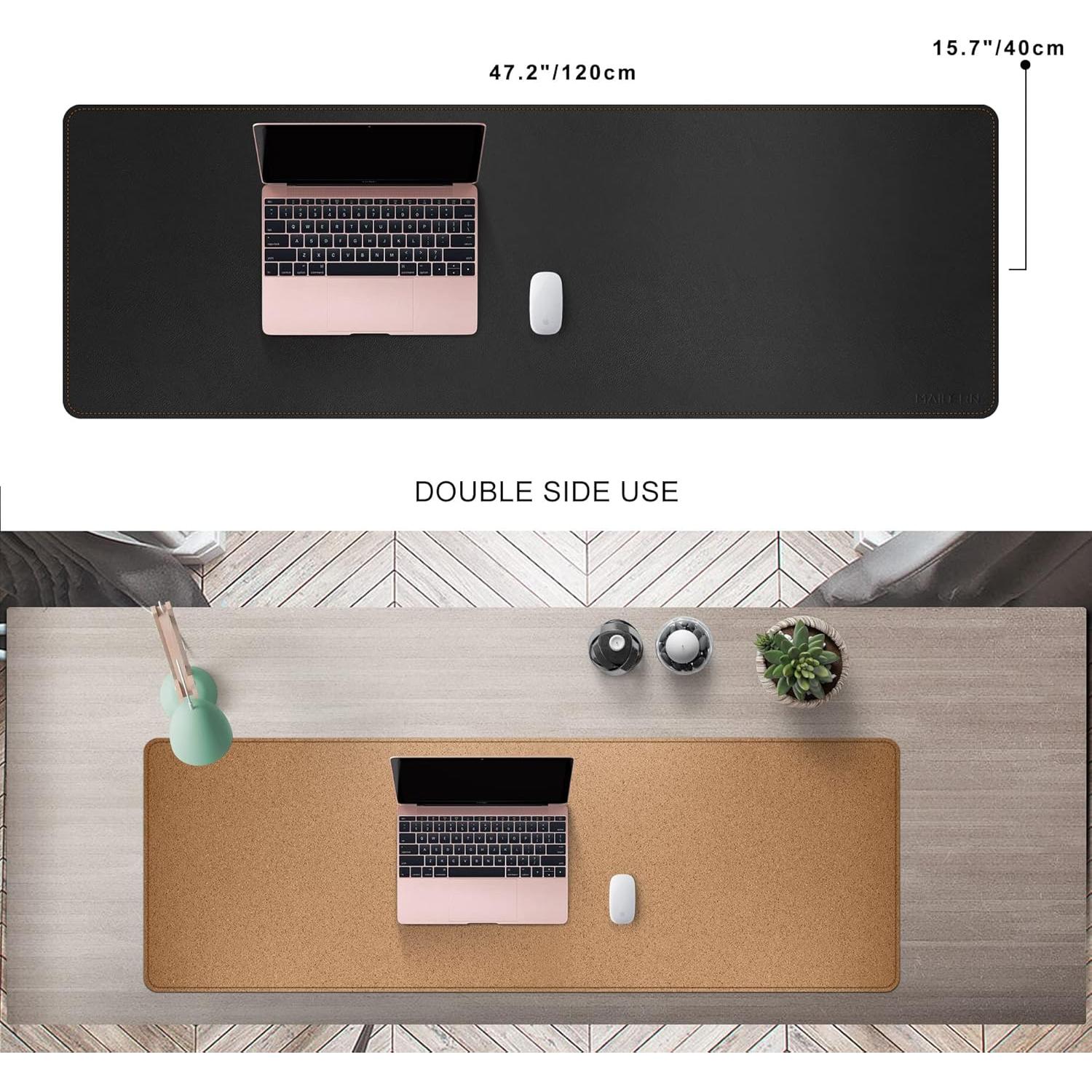 Alfombrilla de Escritorio MAIDERN 120x40cm Corcho y Cuero