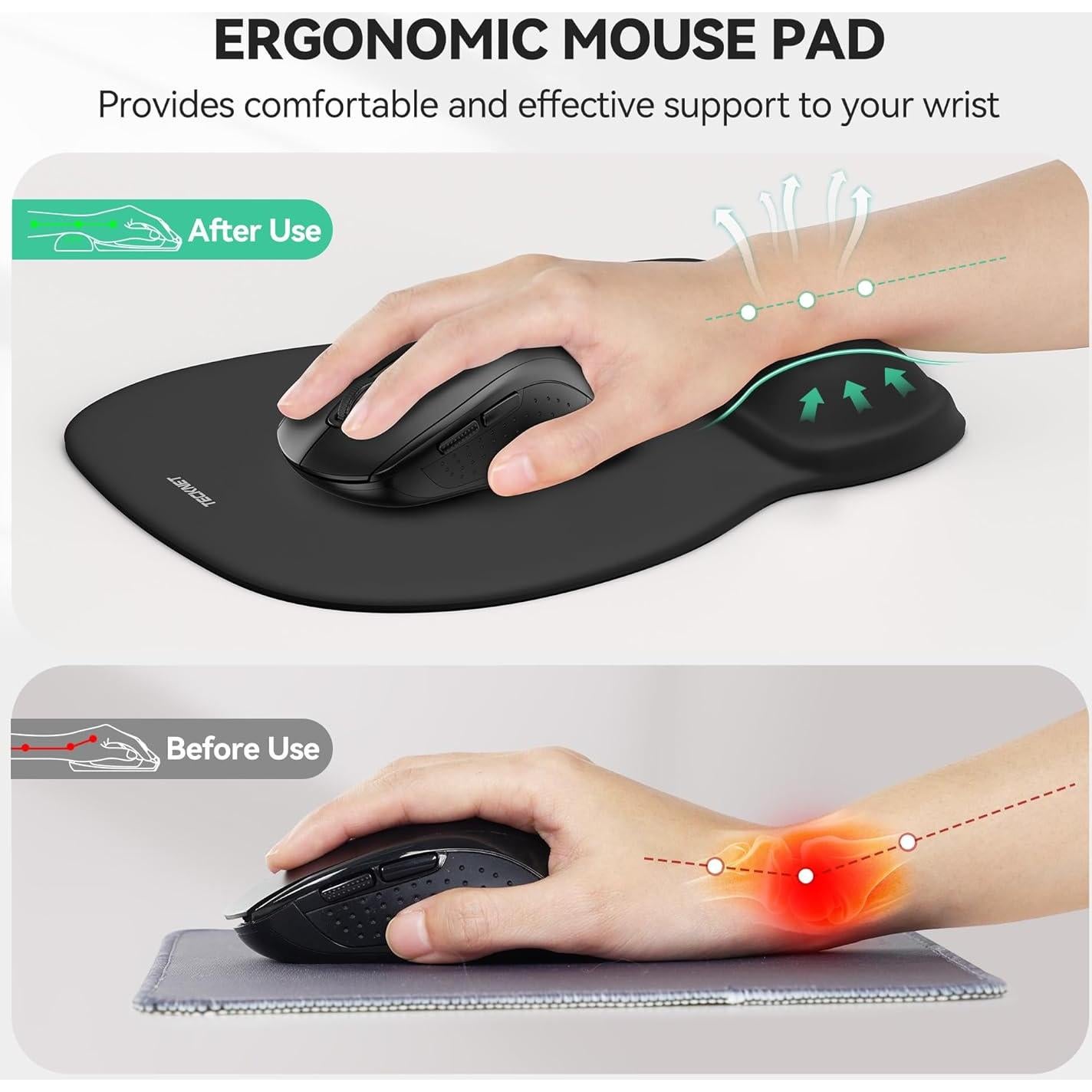 Almohadilla de Ratón Ergonómica TECKNET con Reposamuñecas