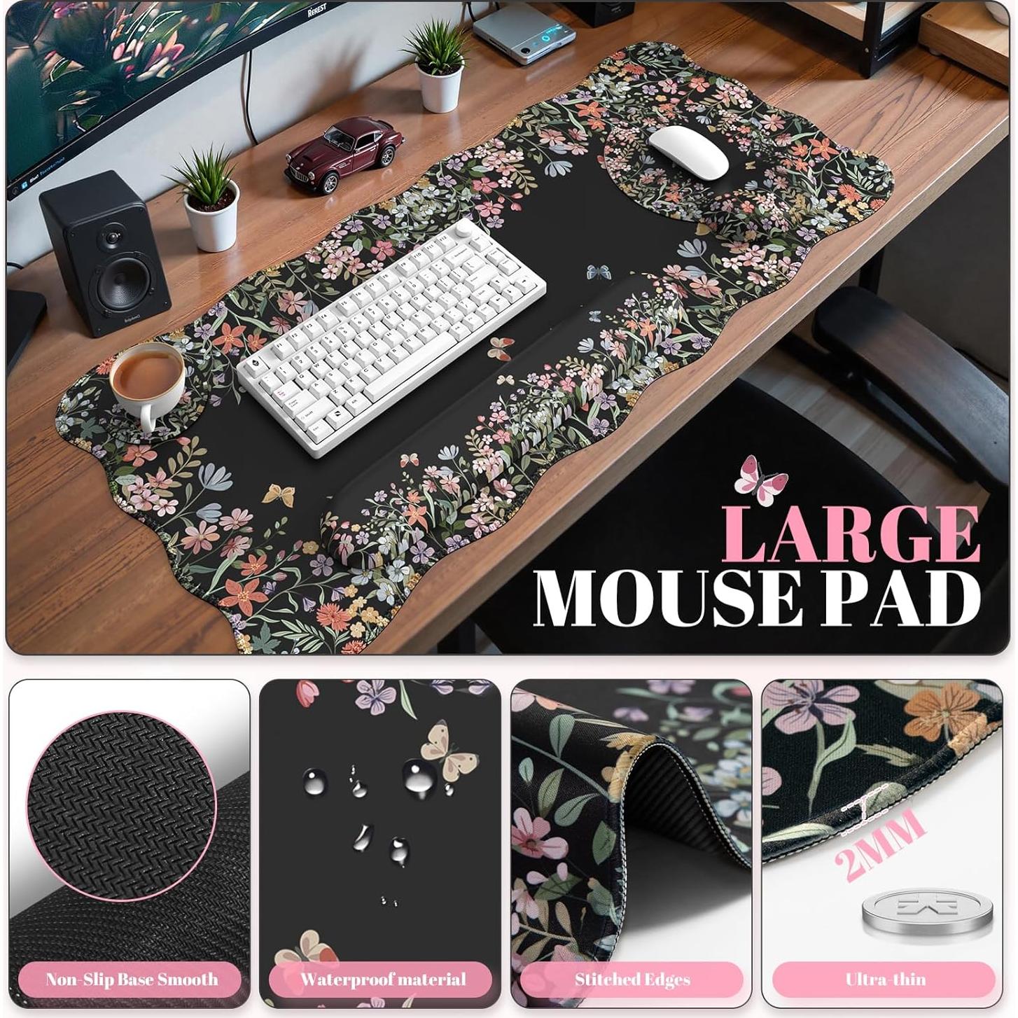 Juego de Alfombrilla de Escritorio iCasso Ergonómica Negro