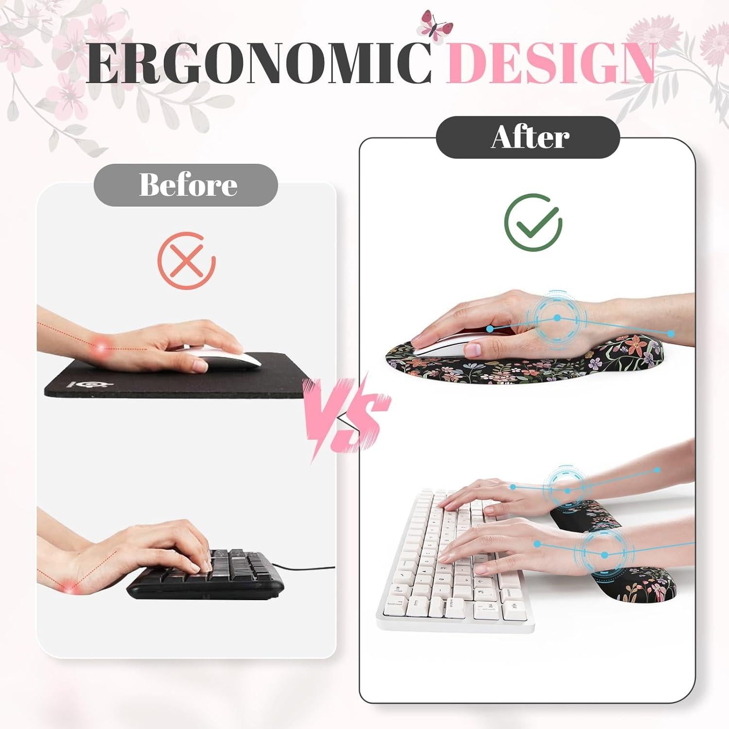 Juego de Alfombrilla de Escritorio iCasso Ergonómica Negro