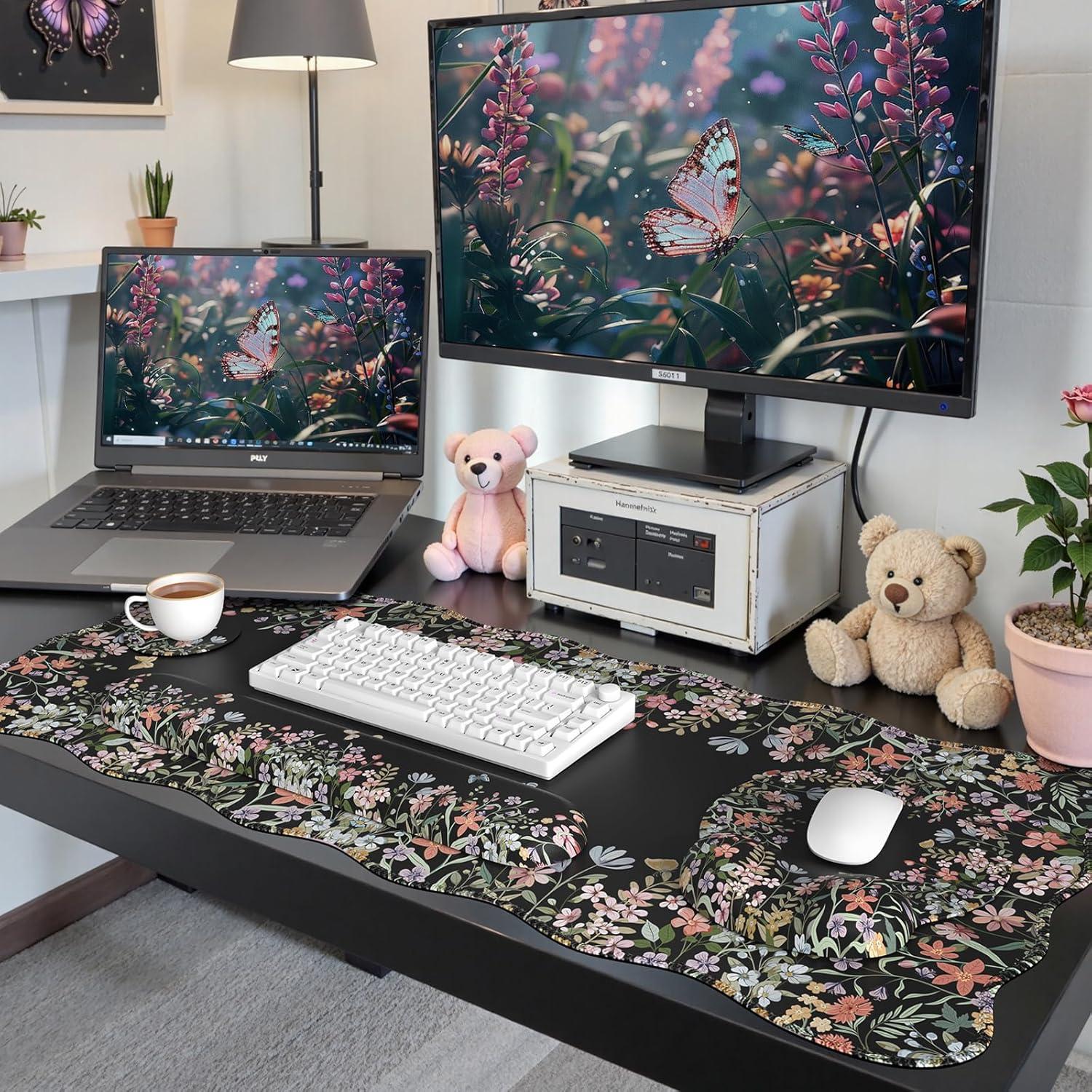 Juego de Alfombrilla de Escritorio iCasso Ergonómica Negro