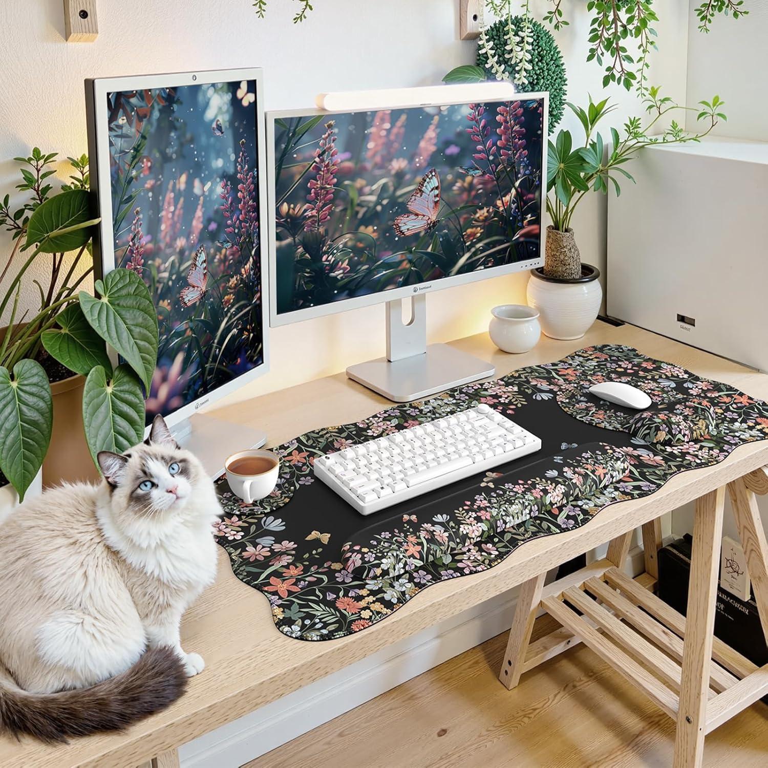 Juego de Alfombrilla de Escritorio iCasso Ergonómica Negro