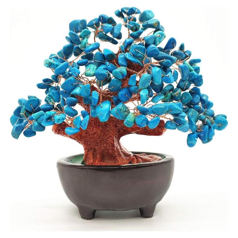 Bonsái Colorsheng de cuarzo azul 17.78 cm para la suerte