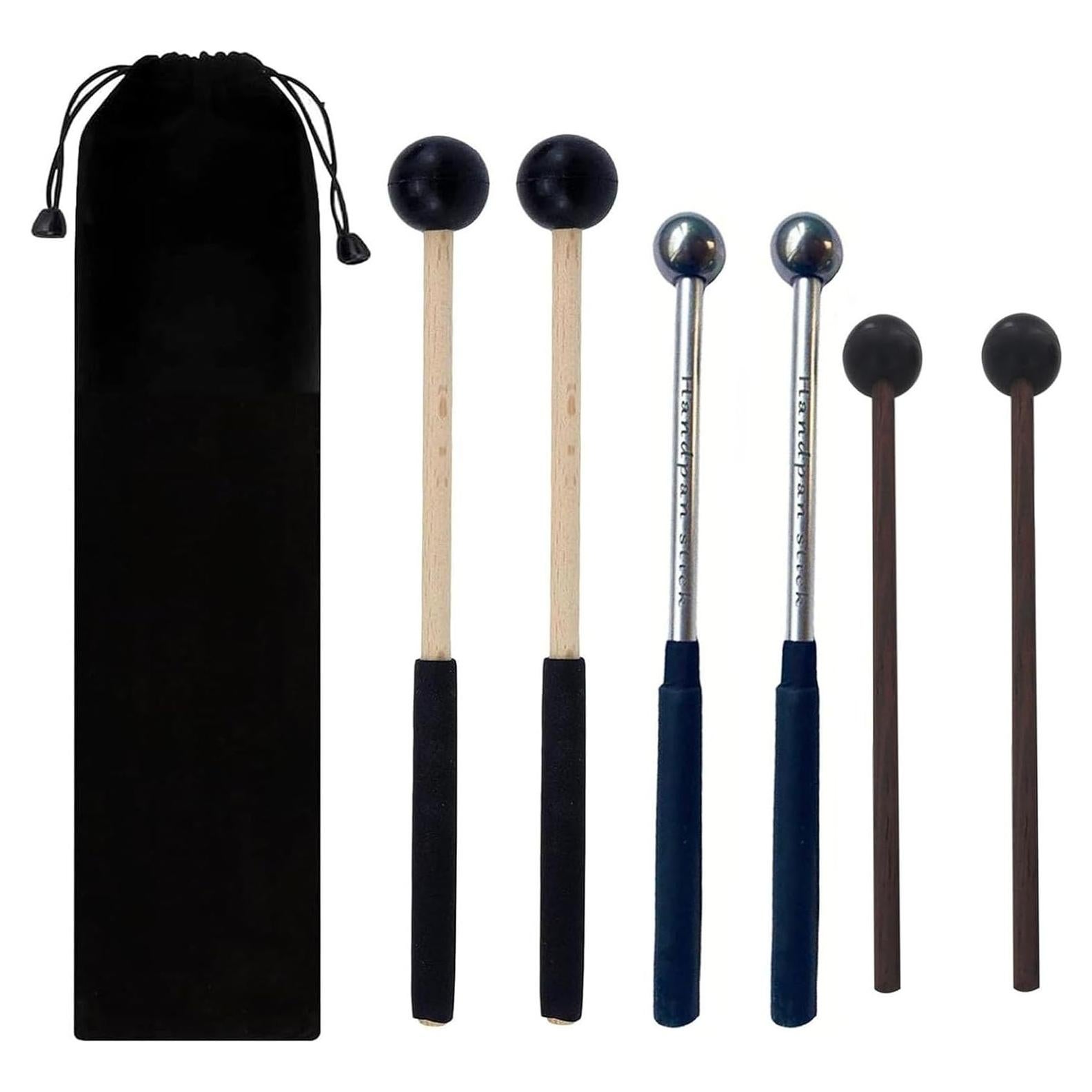 3 Pares de Mallets de Tambor de Acero con Bolsa de Almacenamiento
