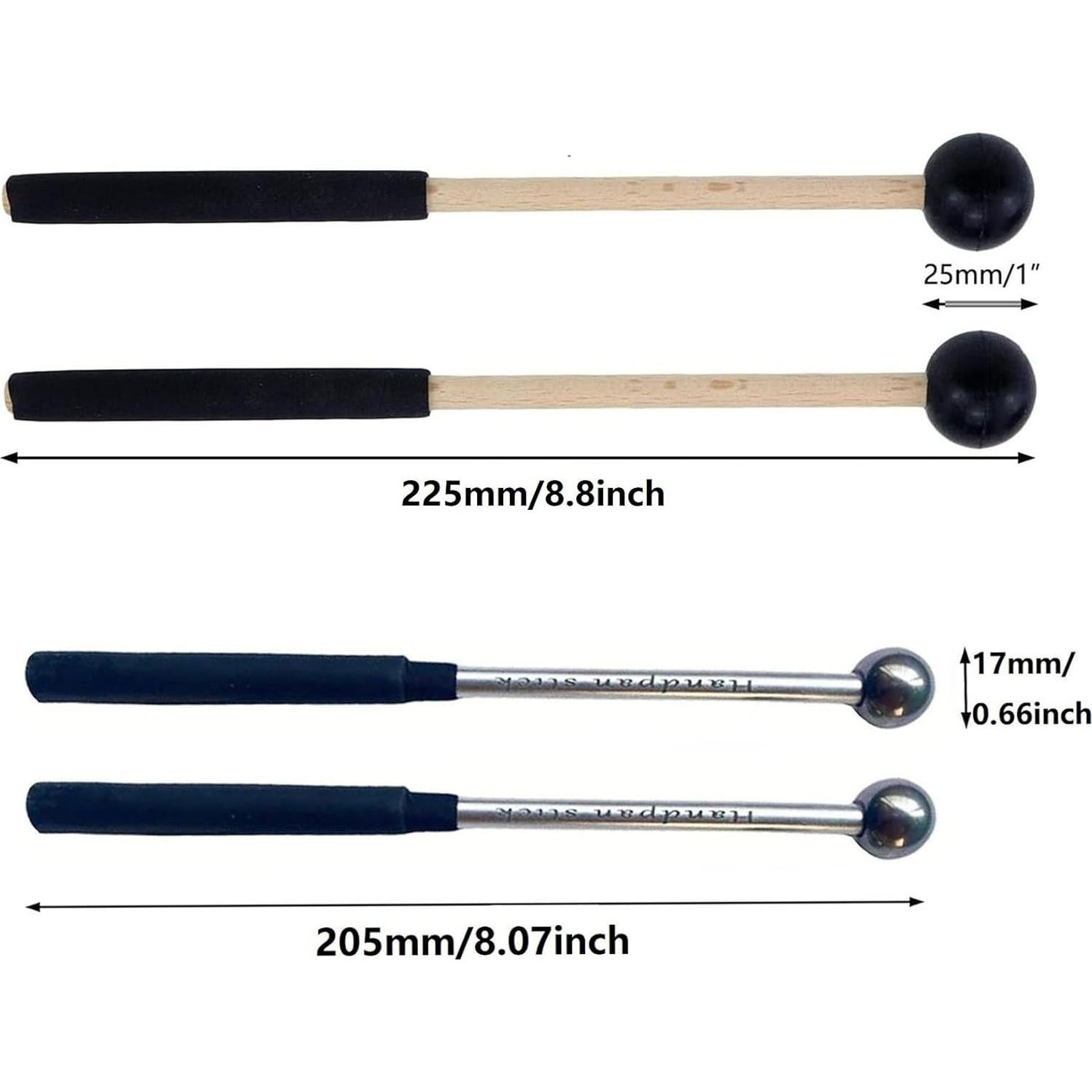 3 Pares de Mallets de Tambor de Acero con Bolsa de Almacenamiento
