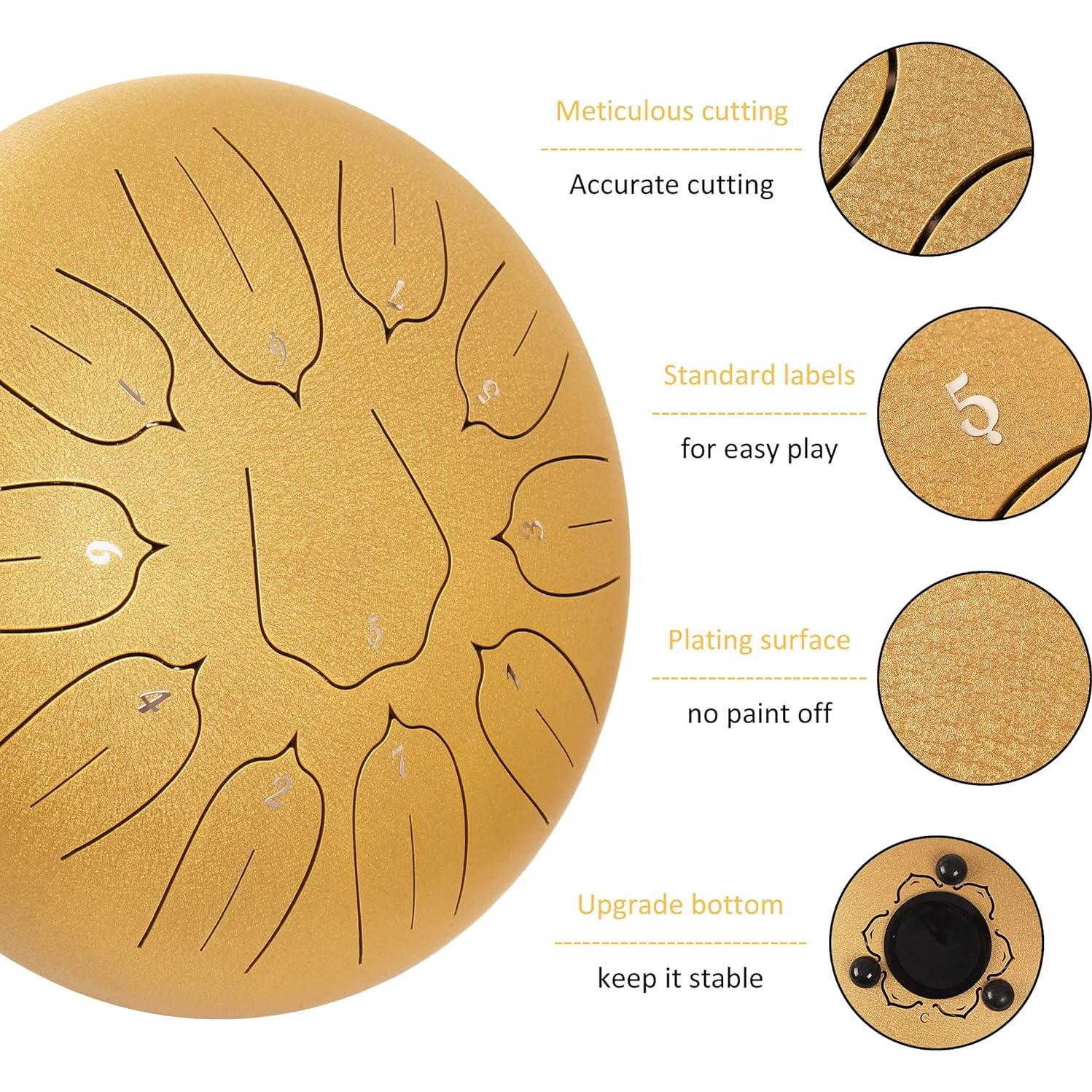 Tambor de Lengua de Acero 30 cm LOMUTY 11 Notas Oro