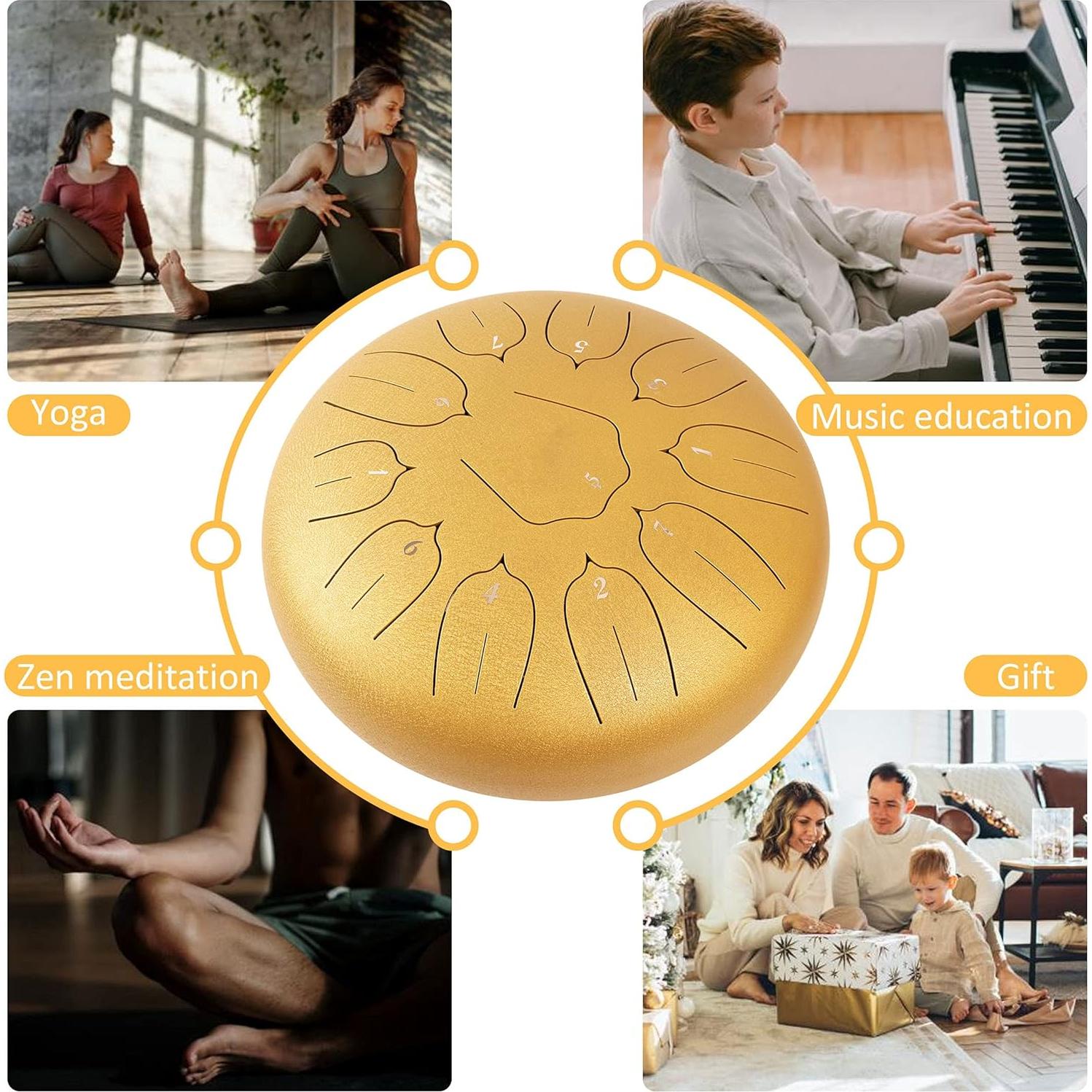 Tambor de Lengua de Acero 30 cm LOMUTY 11 Notas Oro