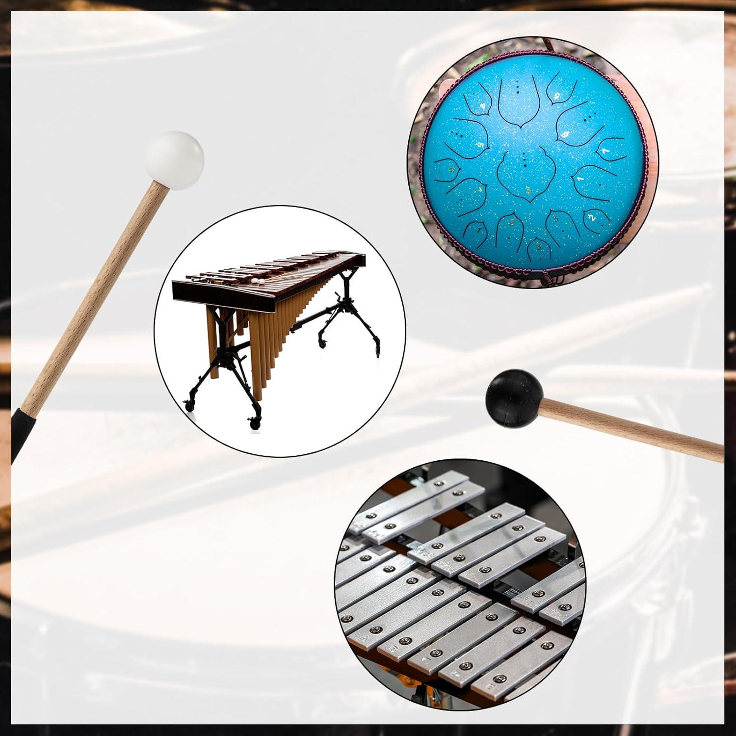 2 Pares de Mallets de Xilófono 21.84 cm Goma Madera