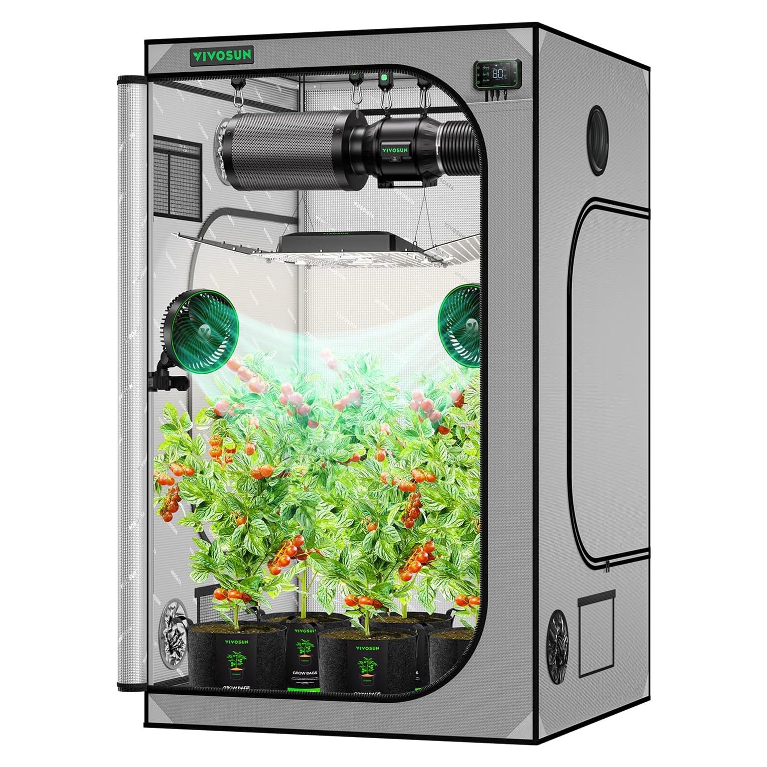 Carpa de Cultivo VIVOSUN 4x4 FT Gris con Ventana y Bandeja