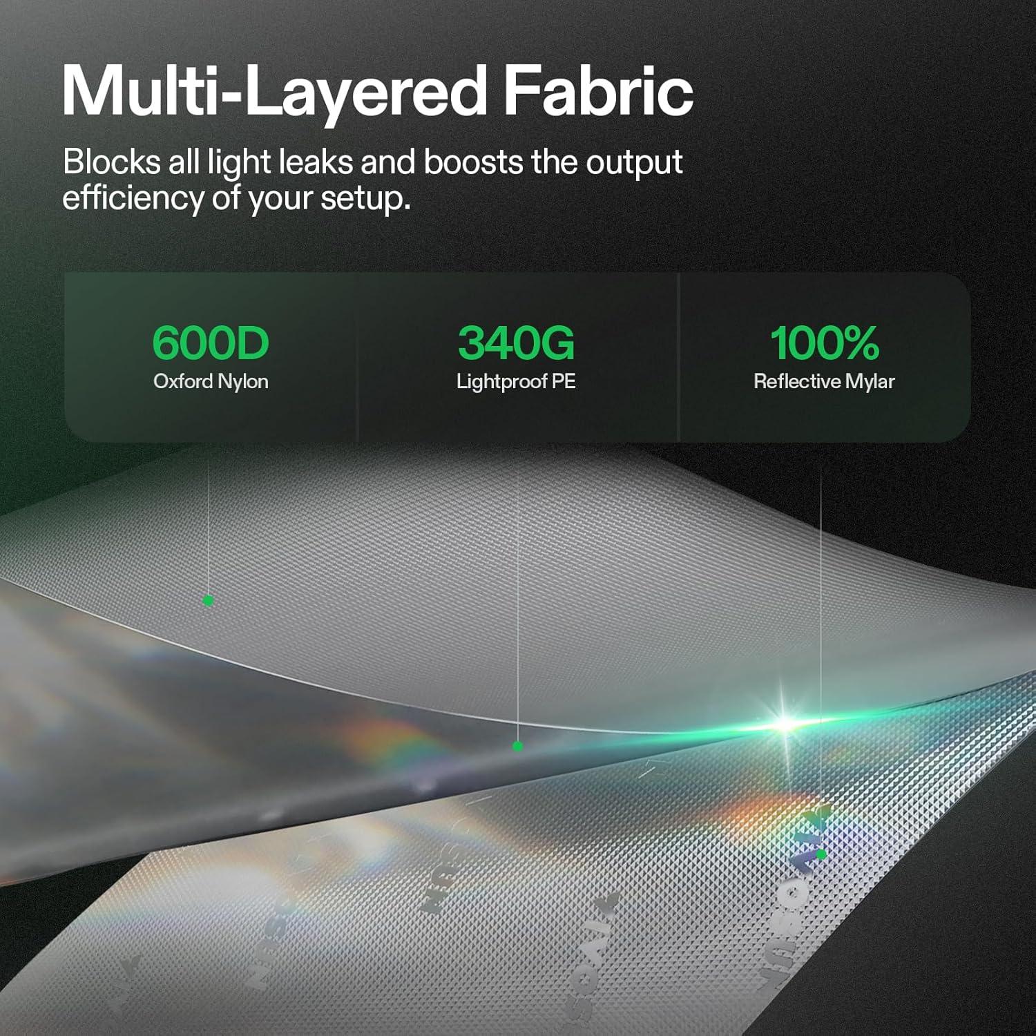 Carpa de Cultivo VIVOSUN 4x4 FT Gris con Ventana y Bandeja