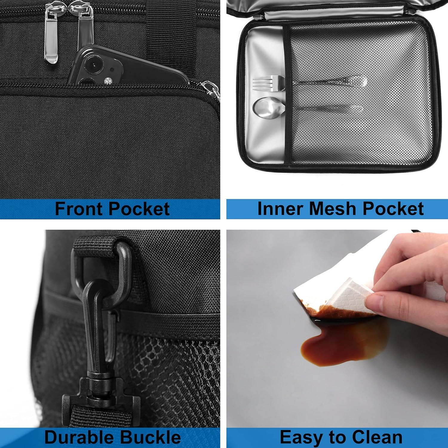 Bolsa de Almuerzo Aislada Femuar 8.7L Negra - Resistente a Fugas