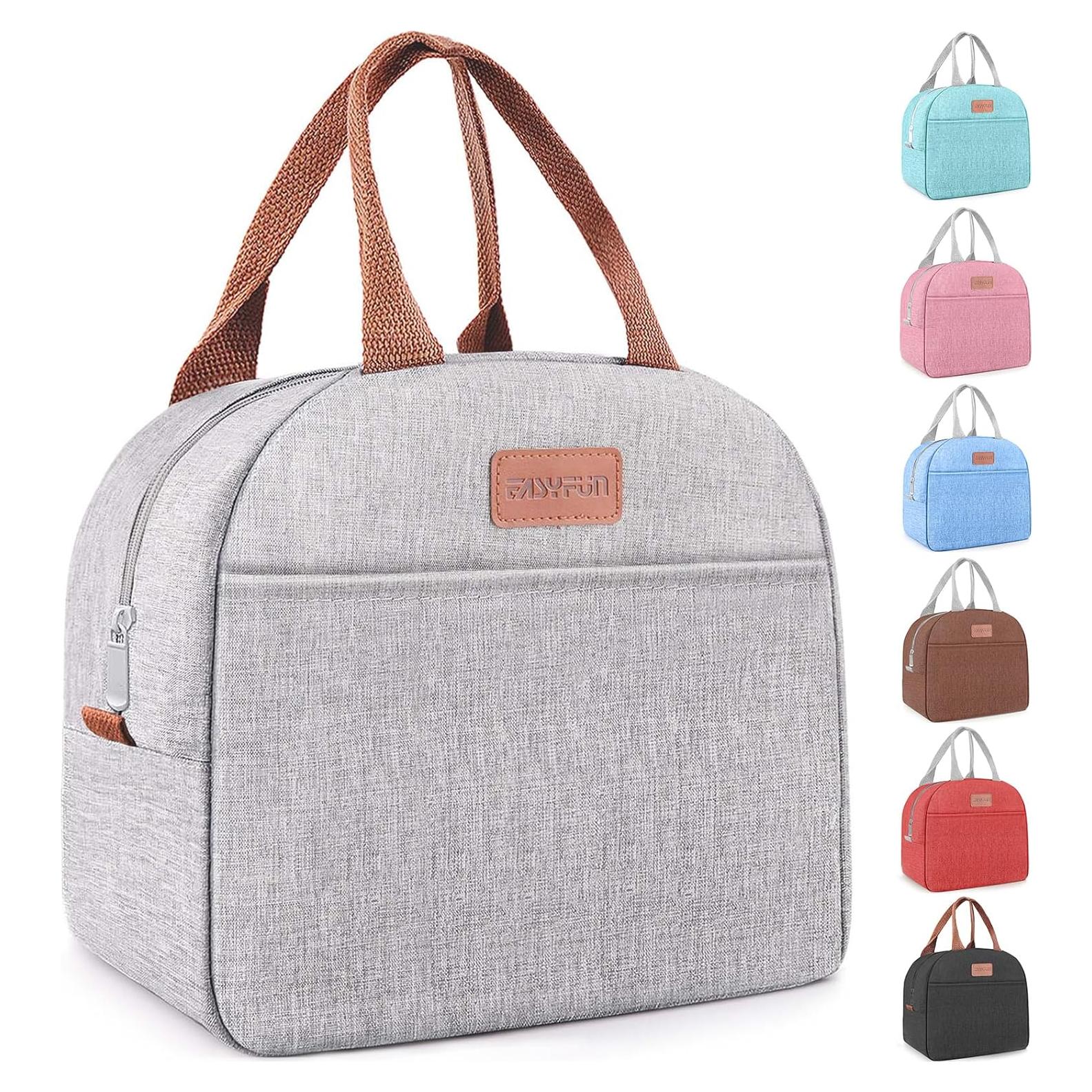 Bolsa de Almuerzo Aislada EASYFUN Gris 11L para Trabajo y Viaje