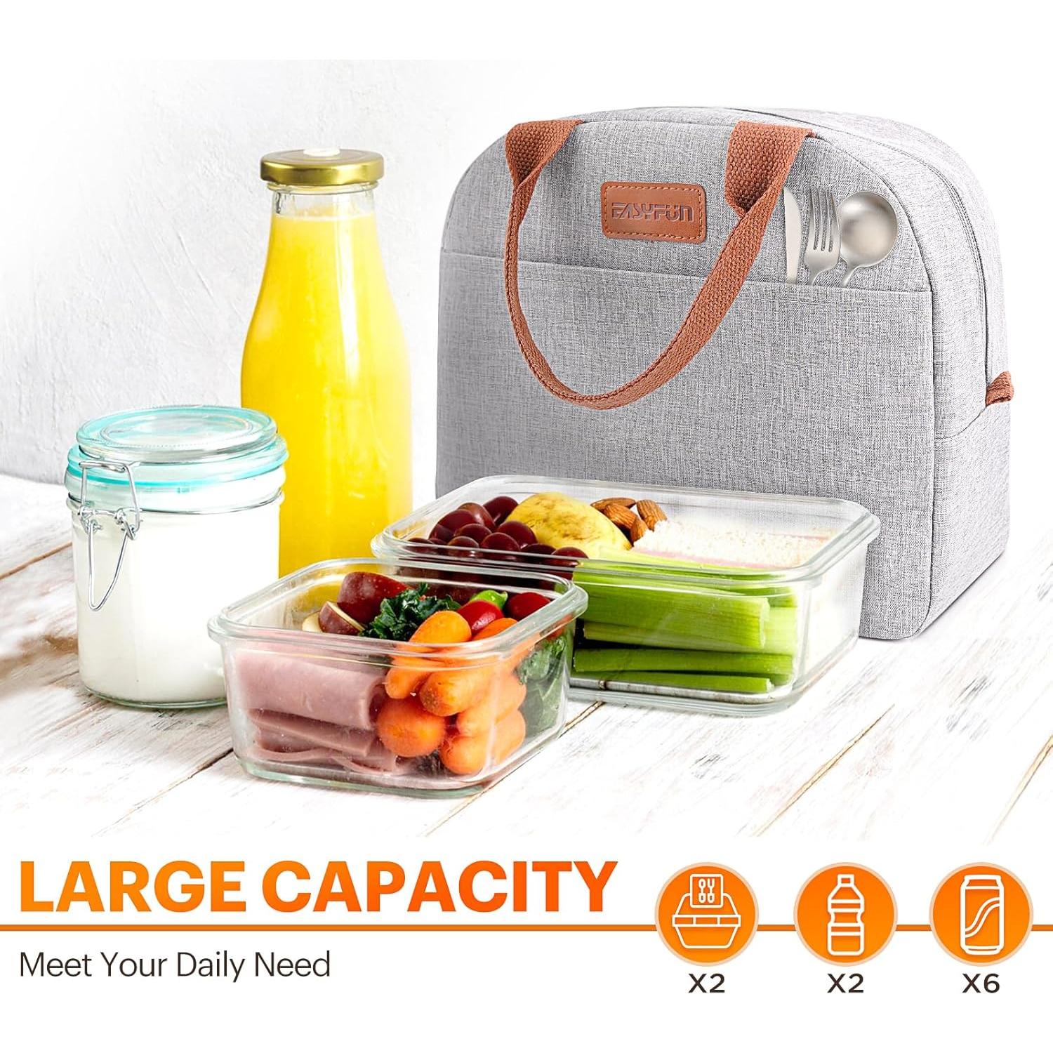 Bolsa de Almuerzo Aislada EASYFUN Gris 11L para Trabajo y Viaje