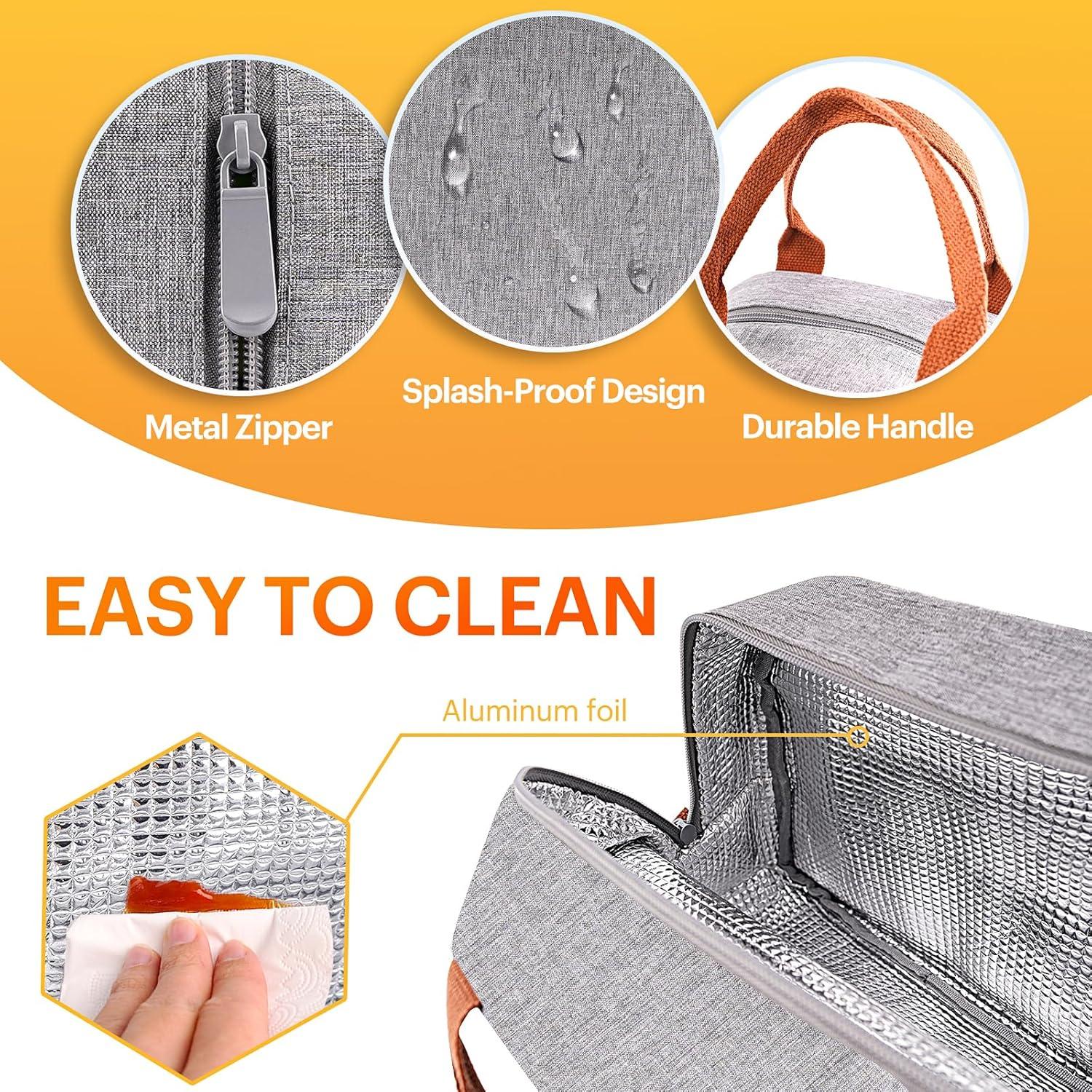 Bolsa de Almuerzo Aislada EASYFUN Gris 11L para Trabajo y Viaje