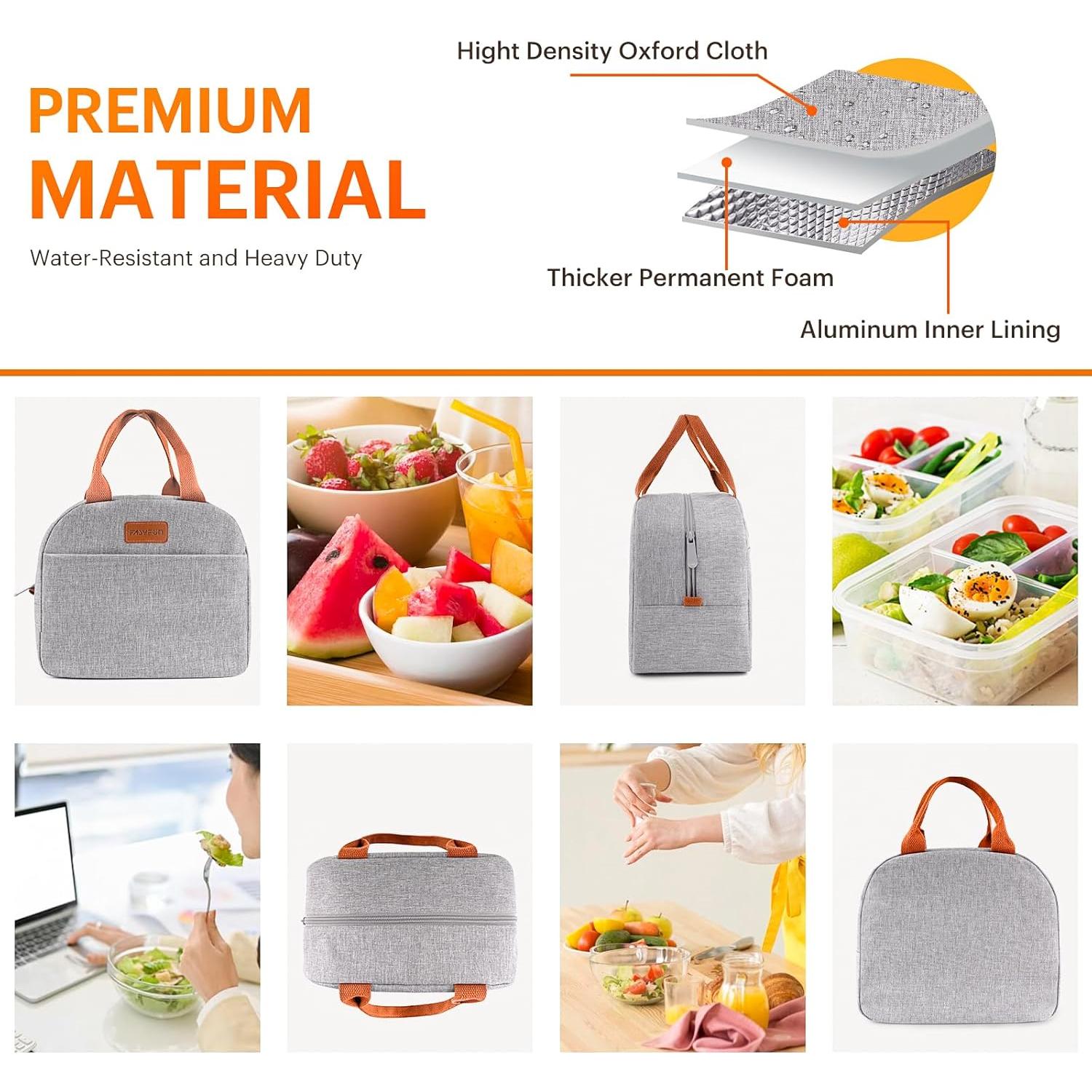 Bolsa de Almuerzo Aislada EASYFUN Gris 11L para Trabajo y Viaje